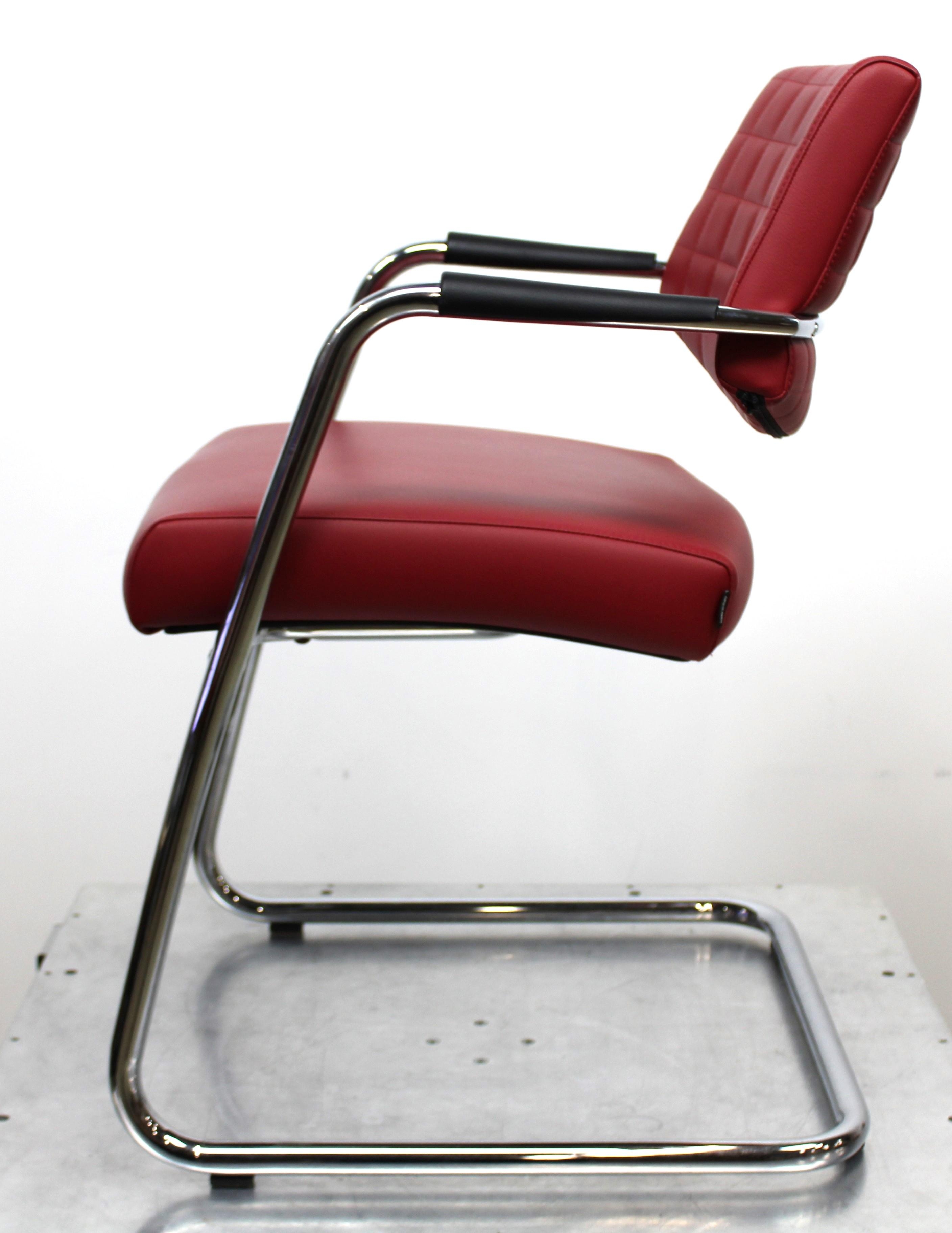 SitLand Stabilimento di Nanto VI Chair Set Red Eco-Leather 8pcs Home/Office Use