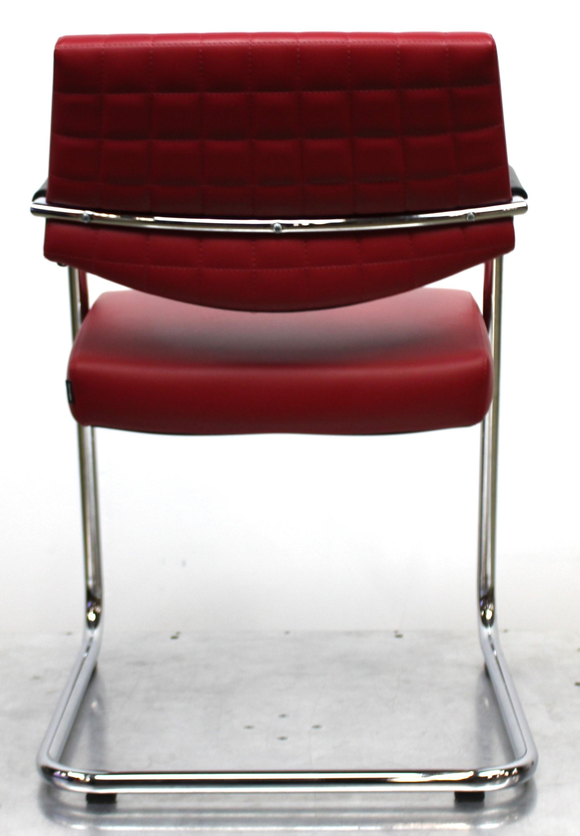 SitLand Stabilimento di Nanto VI Chair Set Red Eco-Leather 8pcs Home/Office Use