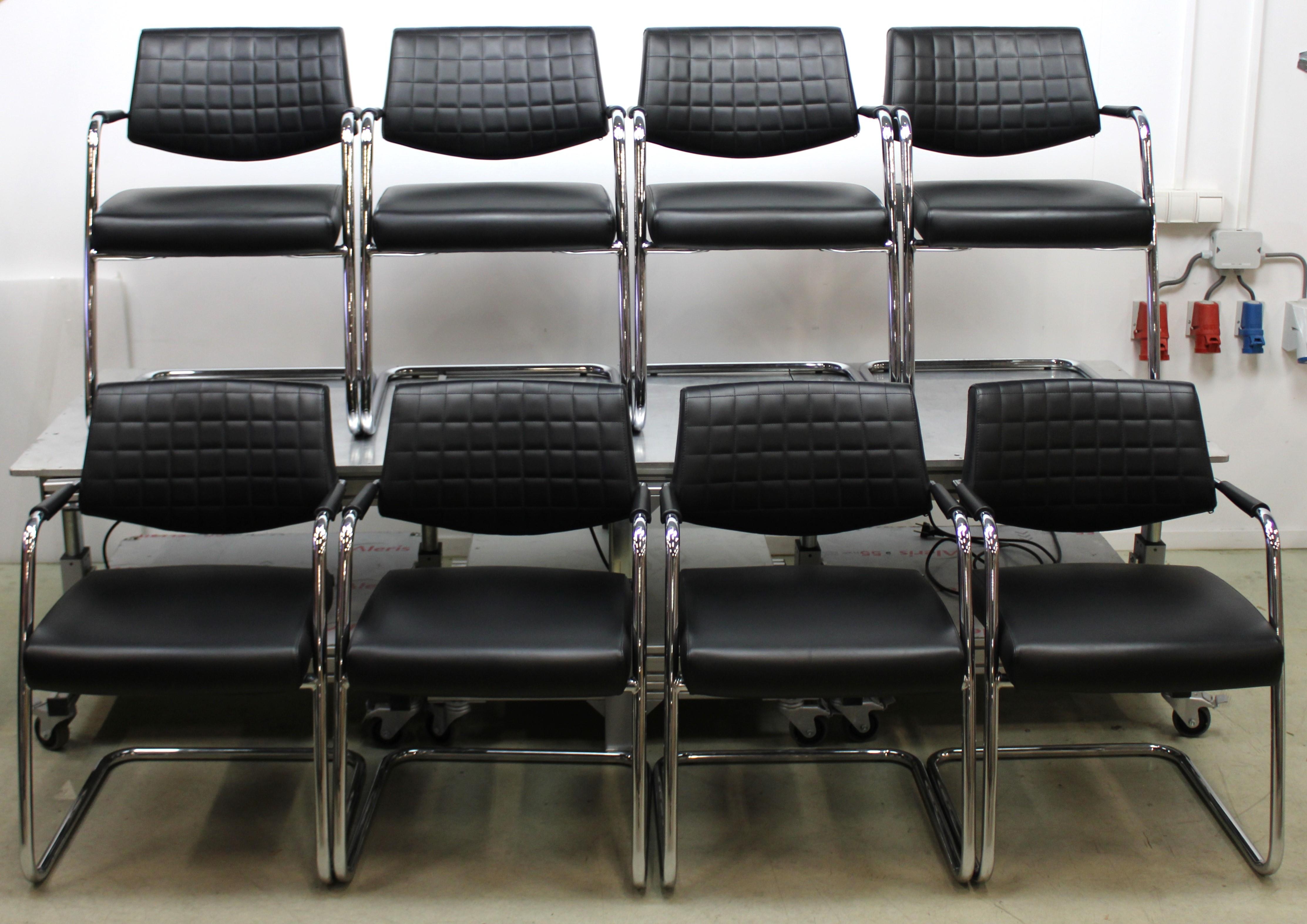 SitLand Nanto VI Chair Set of 8 Black Eco-Leather Home/Office Use Italy