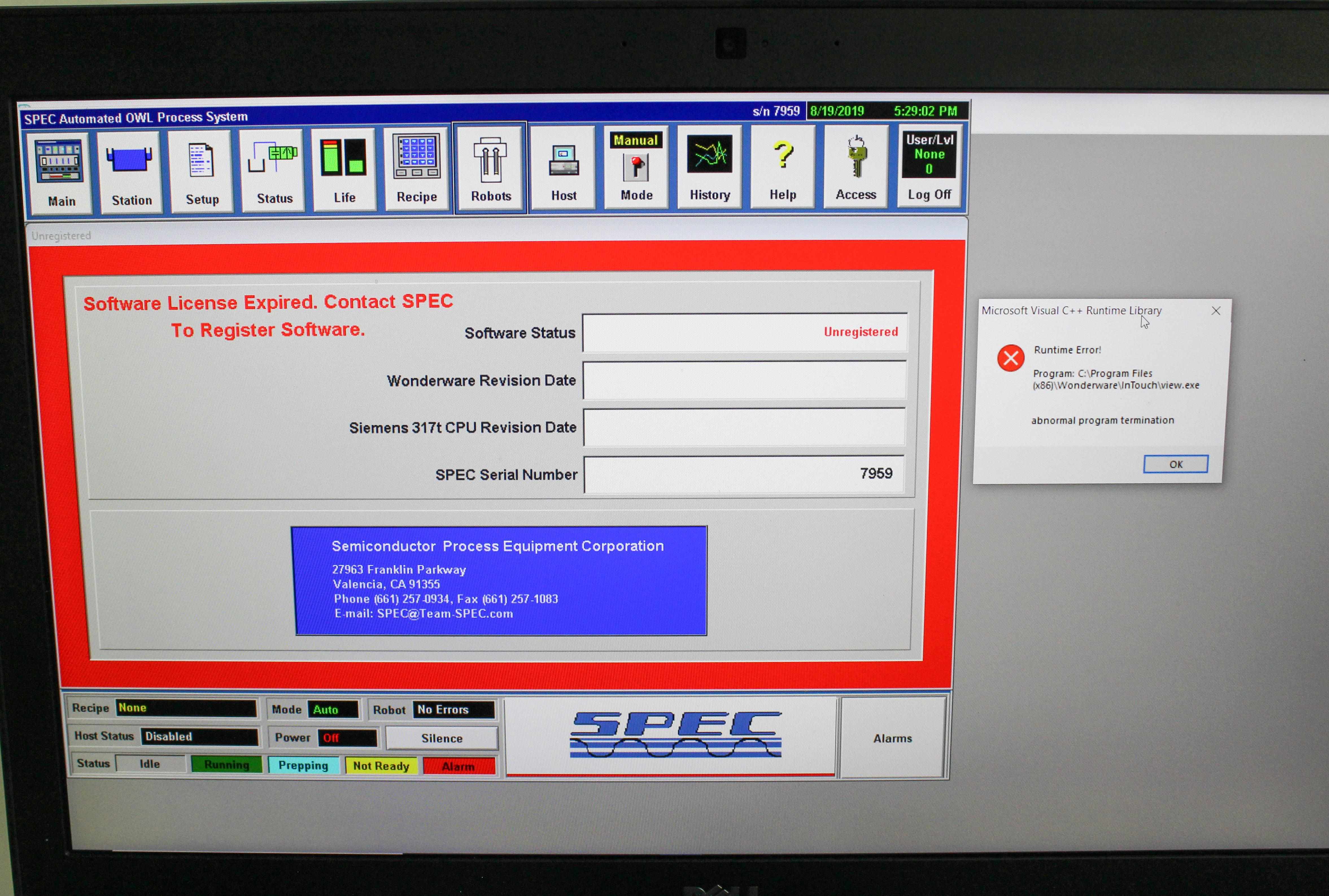 SPEC SBXALT9-54 Automated Linear Process System Chemical Processing Lab