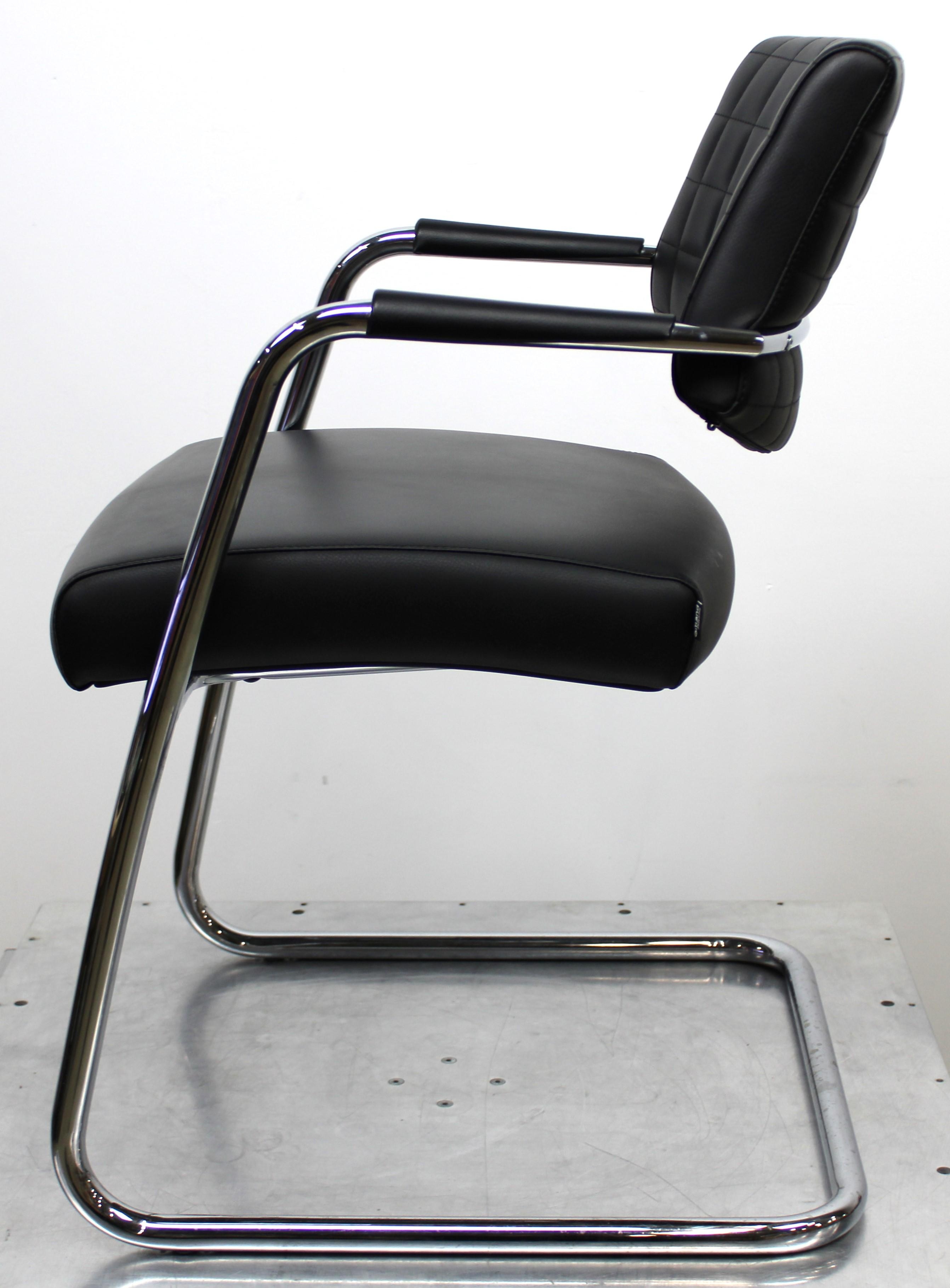 SitLand Nanto VI Chair Set of 8 Black Eco-Leather Home/Office Use Italy