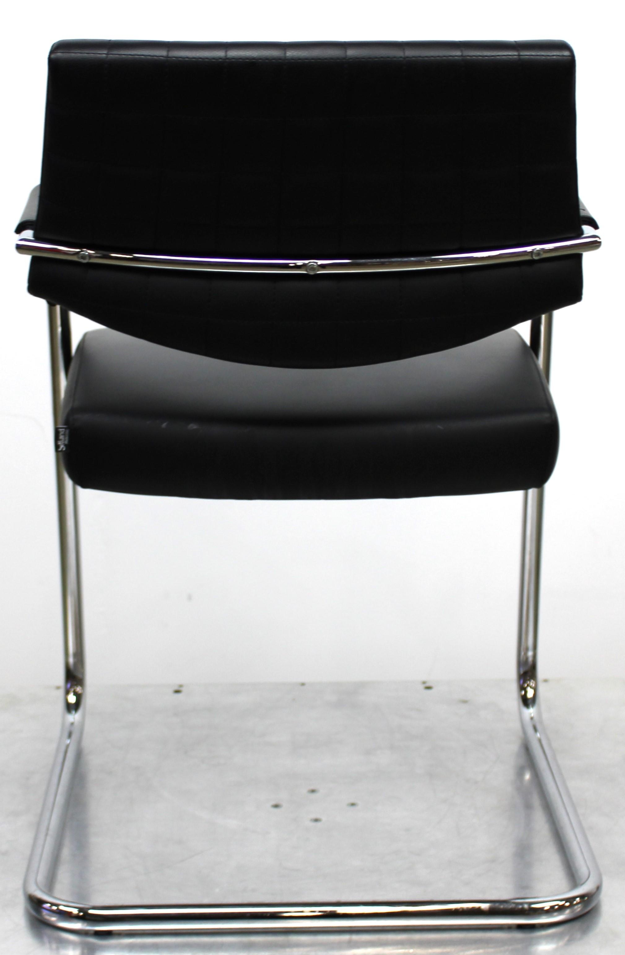 SitLand Nanto VI Chair Set of 8 Black Eco-Leather Home/Office Use Italy