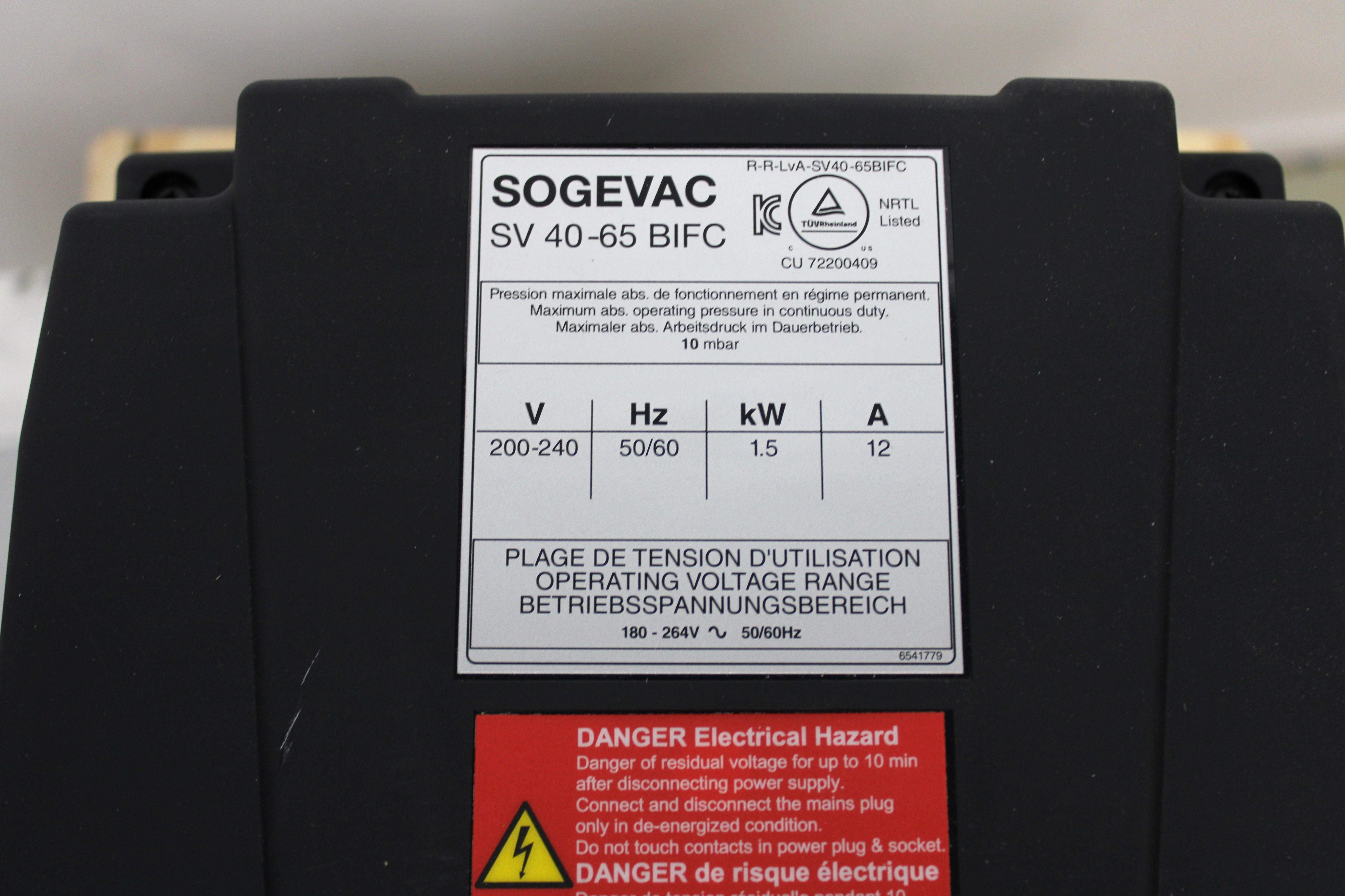 Leybold Sogevac SV65BIFC Vacuum Pump Compact Design Low Noise Efficient Operations