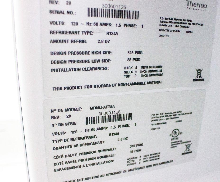 Thermo 04LFAETSA Lab Freezer 3.5 cu ft -20C Undercounter Fair Condition