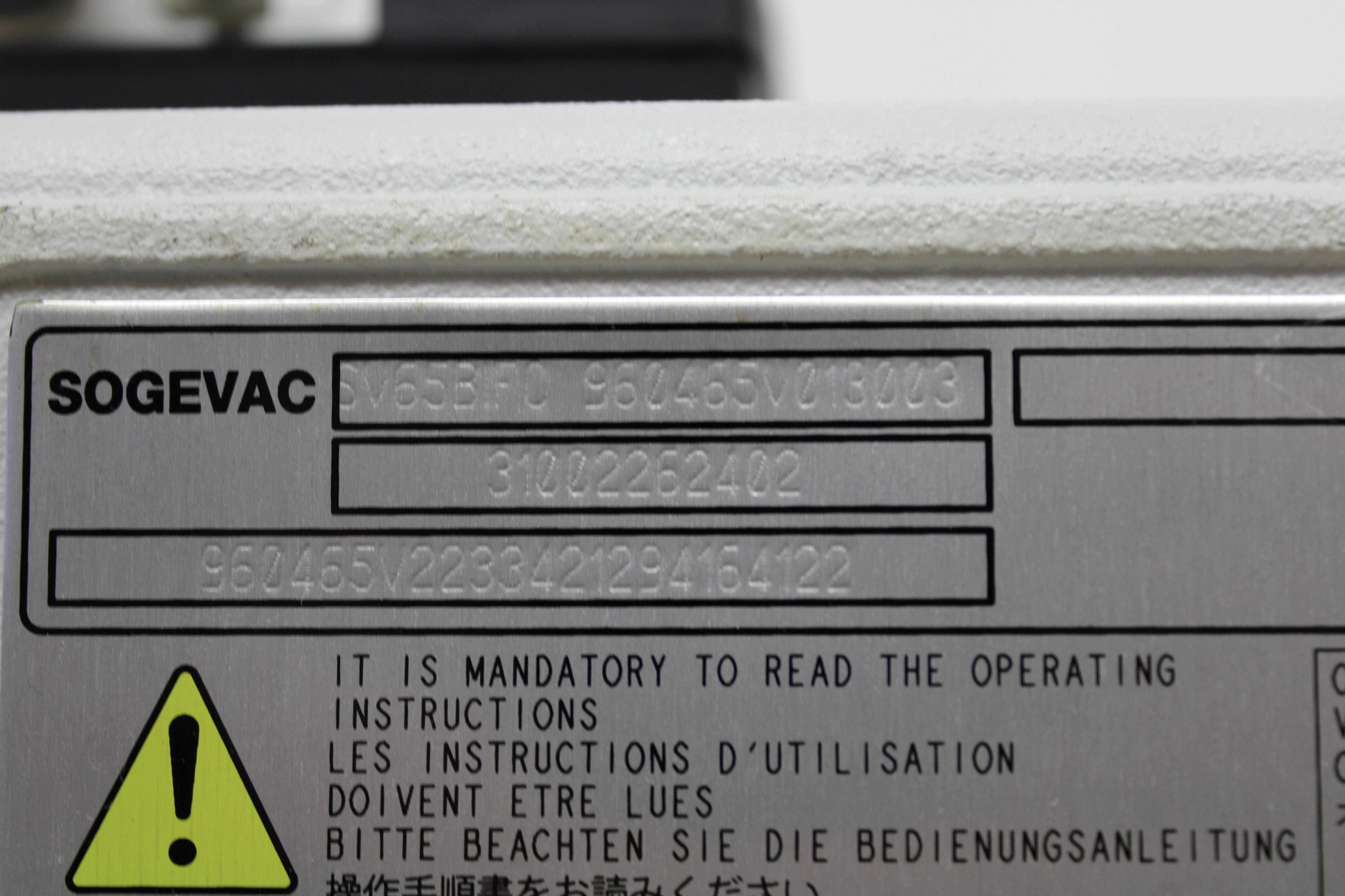 Leybold Sogevac SV65BIFC Vacuum Pump Pressure Gain Integrated Compact Design