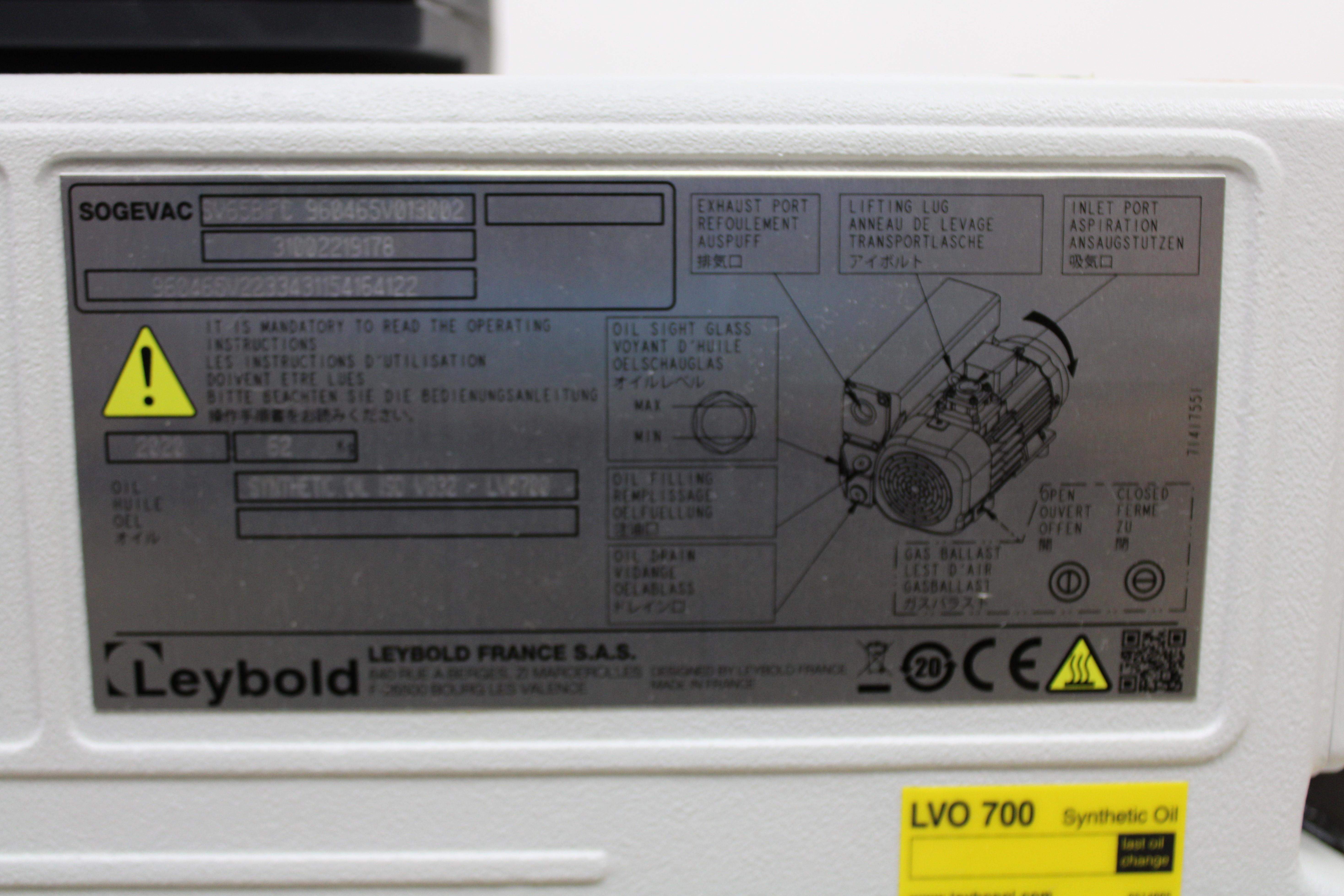 Leybold SV65BIFC Vacuum Pump Compact Reliable 200-240V 50/60Hz G2019