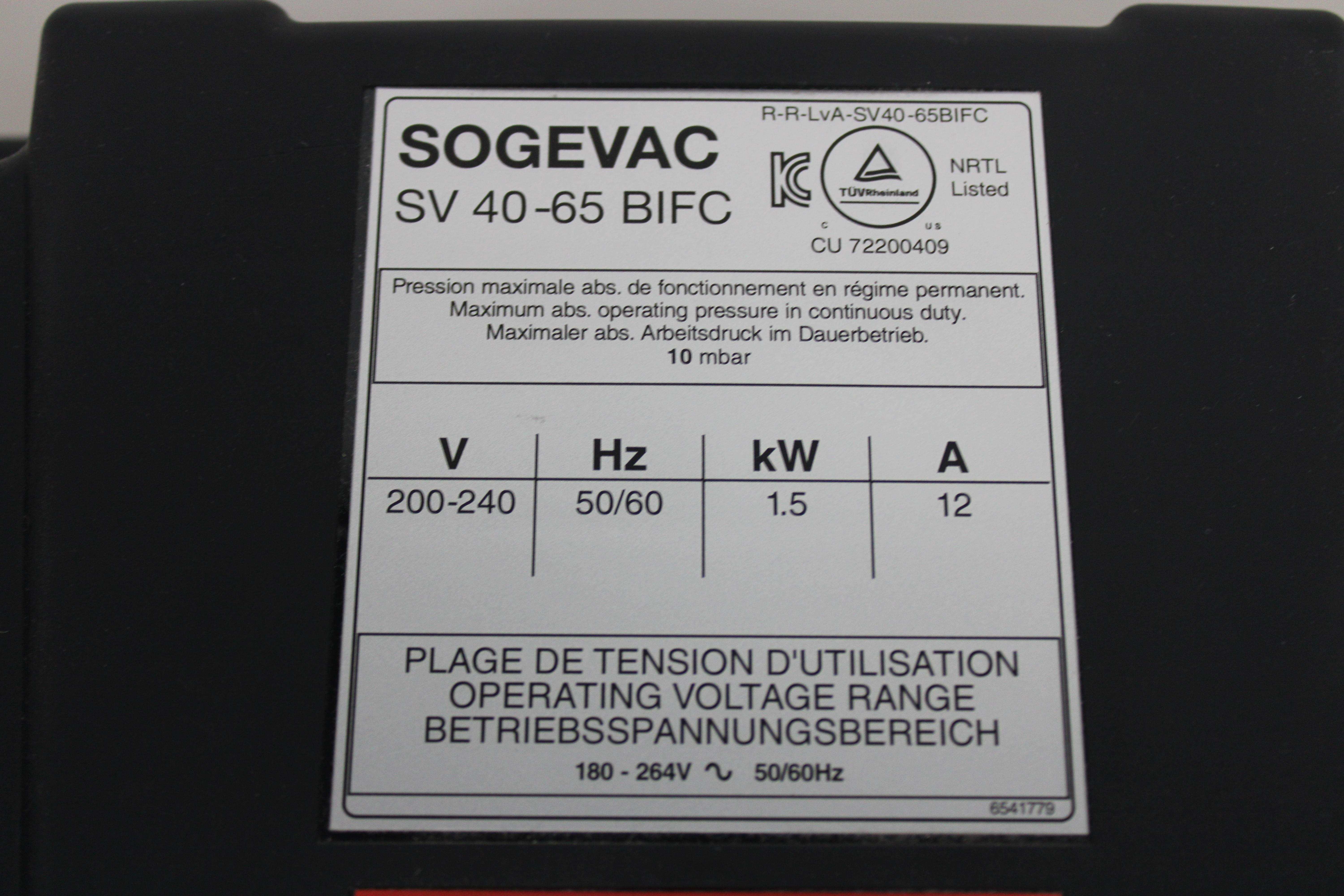 Leybold SV65BIFC Vacuum Pump Compact Reliable 200-240V 50/60Hz G2019