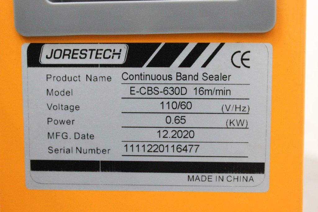 JORESTECH E-CBS-630D Continuous Band Sealer Packager System 120V 60Hz 2020