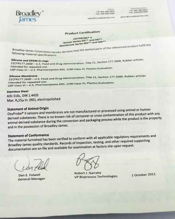 Broadley James Oxyprobe II D545-B120-PT-D9 Dissolved Oxygen Sensor, Excellent