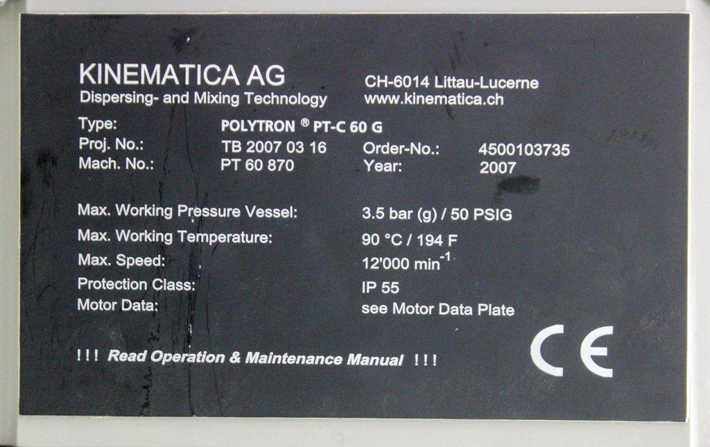 KINEMATICA Polytron PT-C 60G Immersion Disperser Used 200-240V 50/60Hz Fair