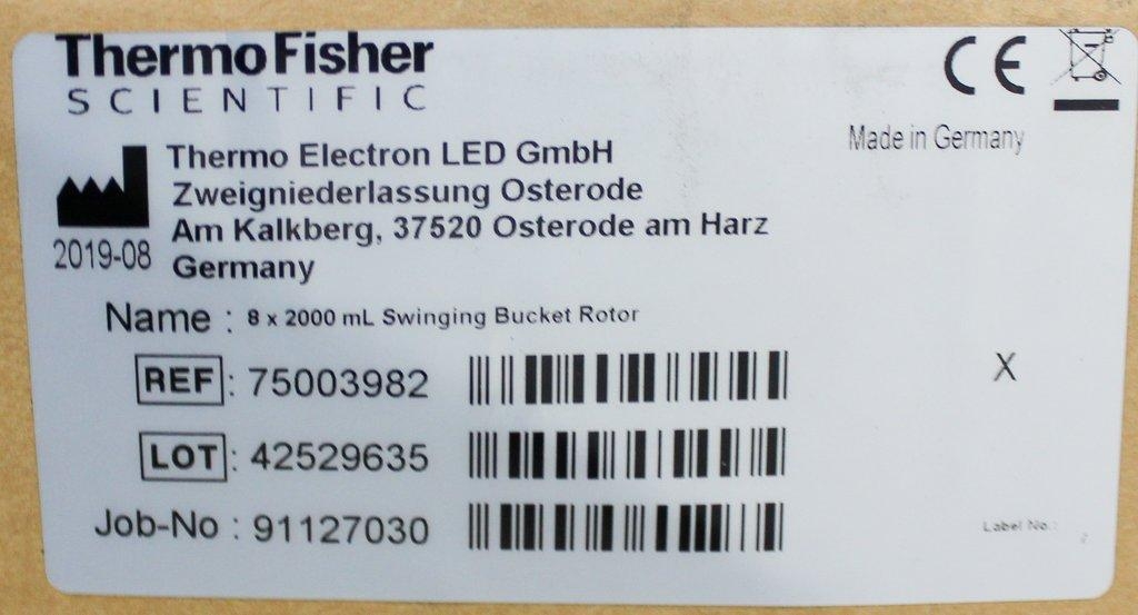 Thermo 8x2000ML Rotor Swing Bucket 3900RPM Centrifuge Bioprocessing