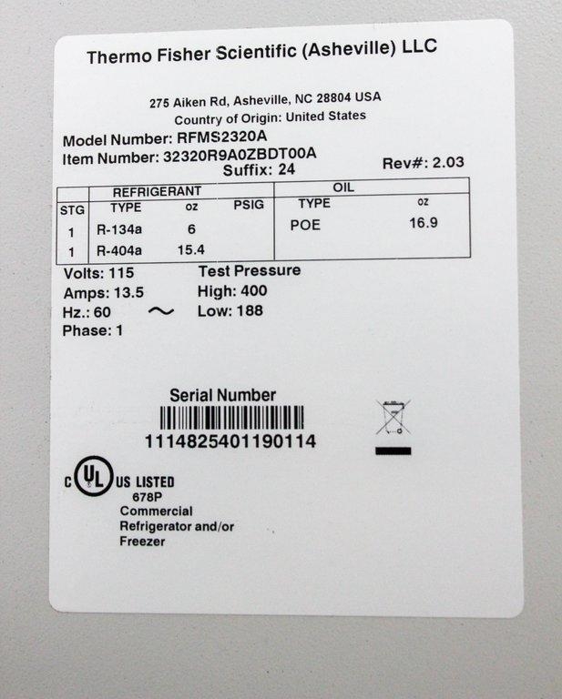 Thermo RFMS2320A Freezer Flammable Storage -20C 23cuft, Tested, USA