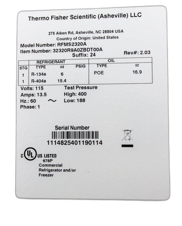 Thermo RFMS2320A Flammable Storage Freezer -20C 23 cu ft High Perf