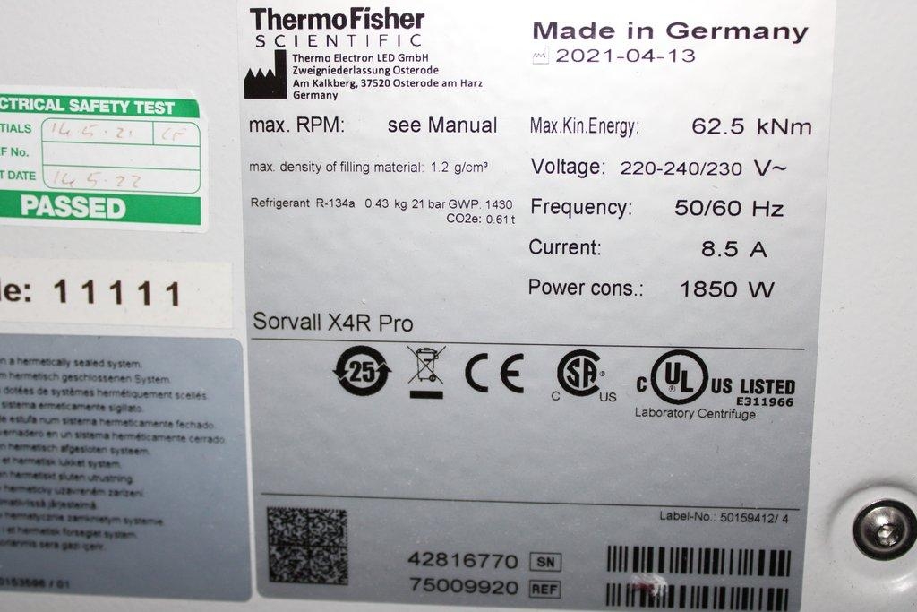 Thermo Sorvall X4R Pro-MD Centrifuge Benchtop High-Speed with Rotor Inserts