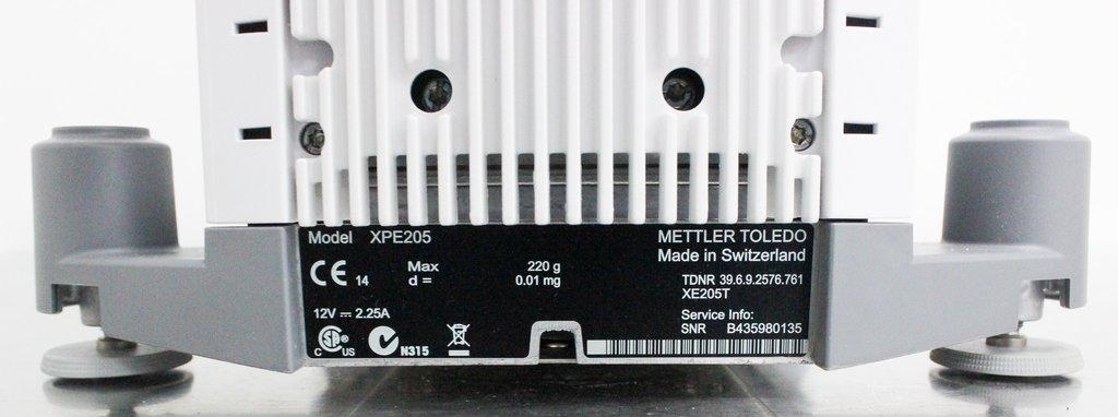 Mettler Toledo XPE205 Analytical Balance 220g Capacity 0.01mg Precision Scale