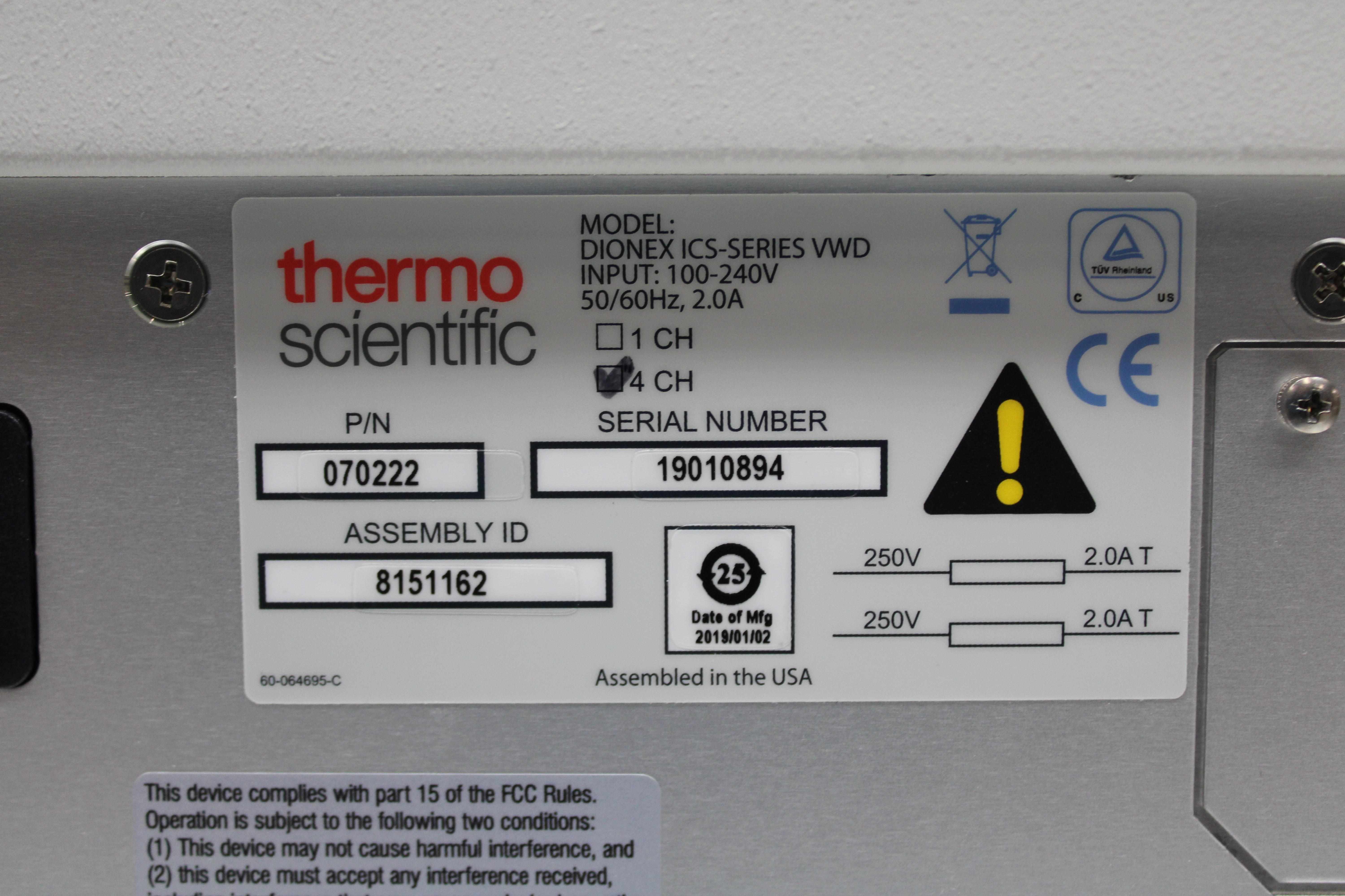 Thermo Dionex ICS-VWD Detector for IC/LC Analysis Dual-Beam UV-VIS 070222