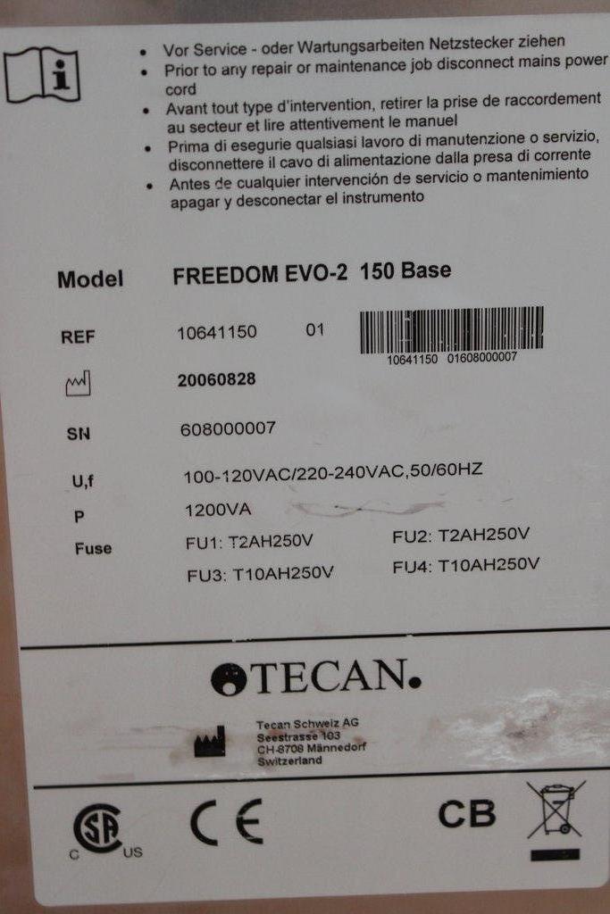 TECAN Freedom EVO-2 150 Base Liquid Handling Platform with Computer