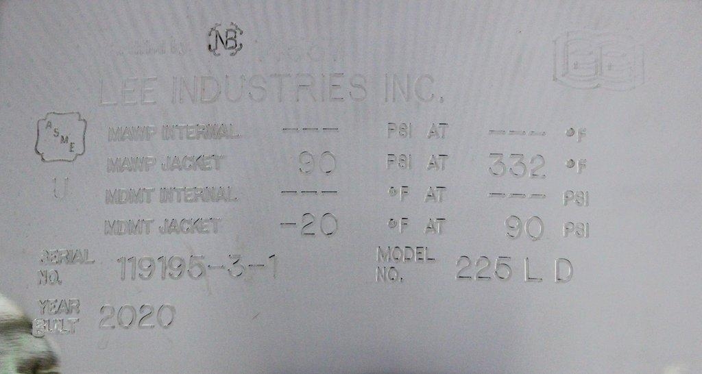 Lee 225 LD Kettle Process Mixer Stainless Steel Jacketed 225L Vessel 2020