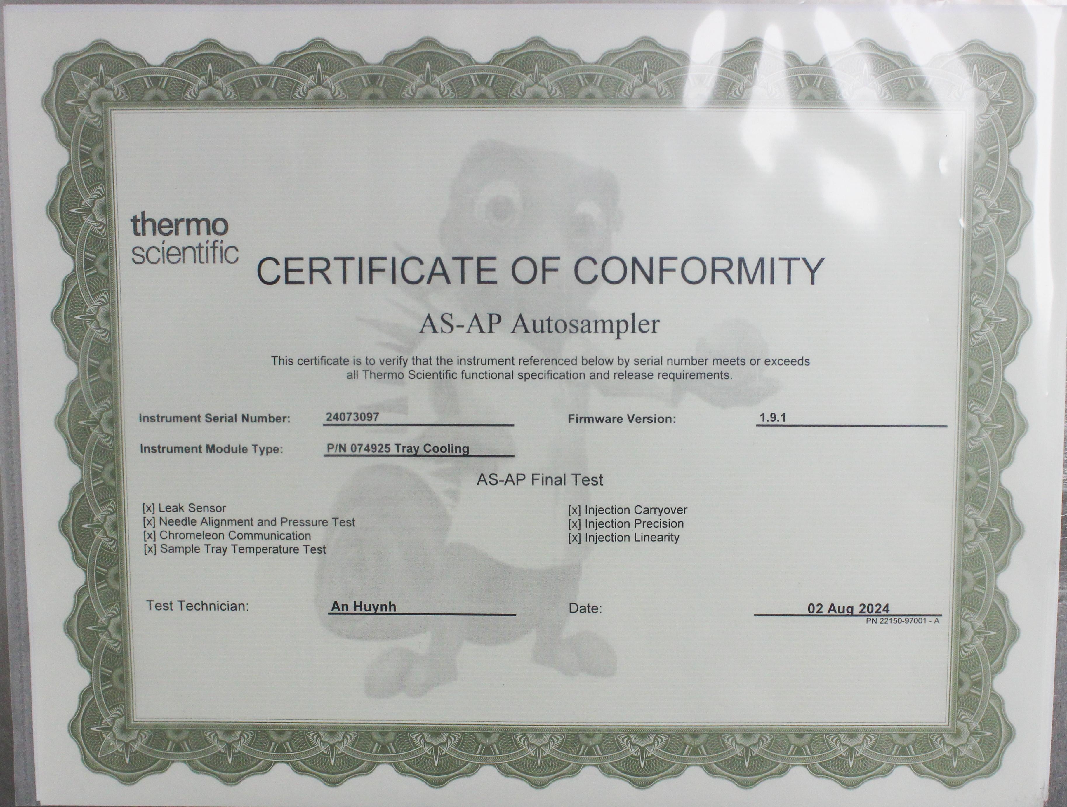 Thermo Scientific Dionex AS-AP 074925 Autosampler Ion Chromatography High Capacity