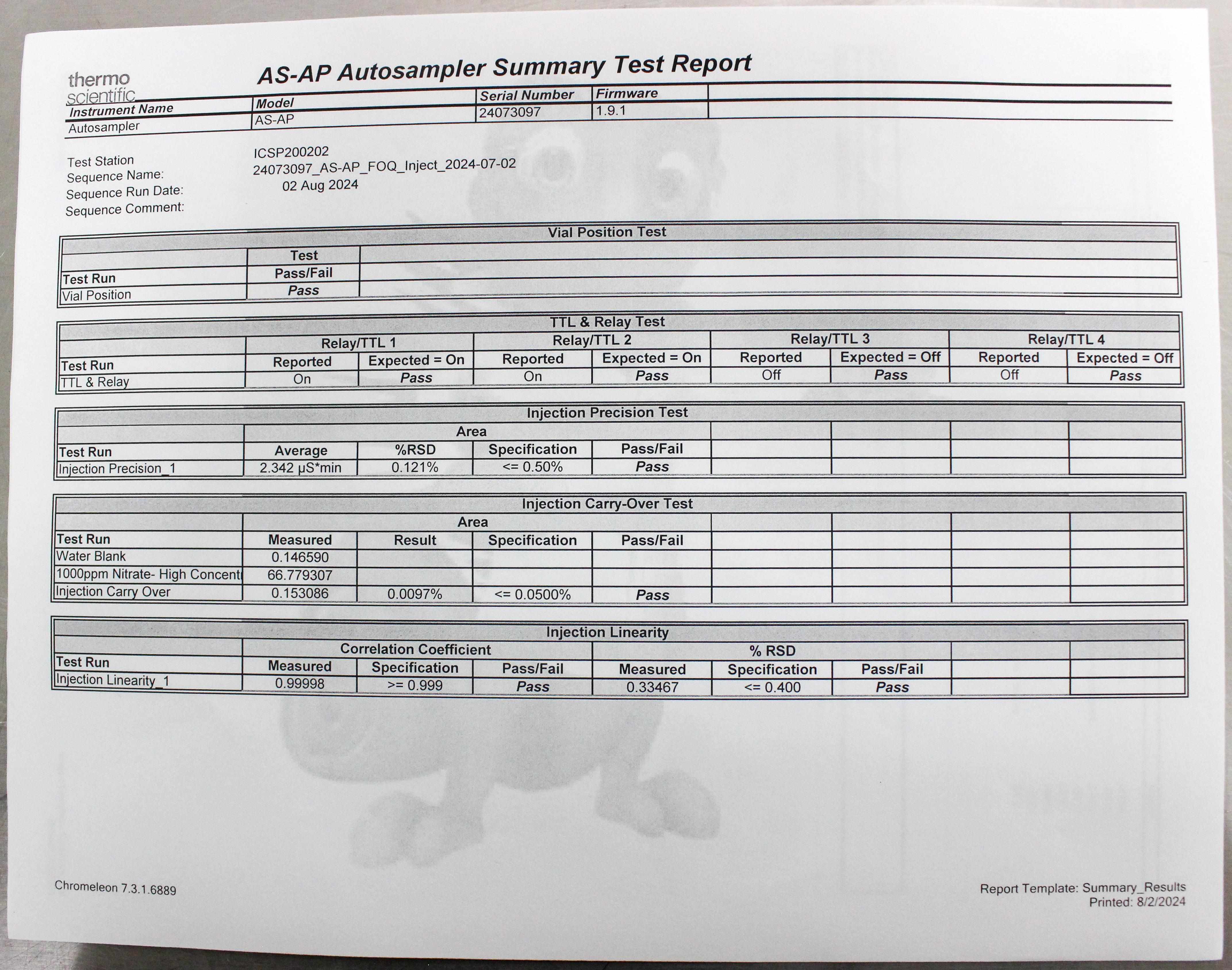 Thermo Scientific Dionex AS-AP 074925 Autosampler Ion Chromatography High Capacity
