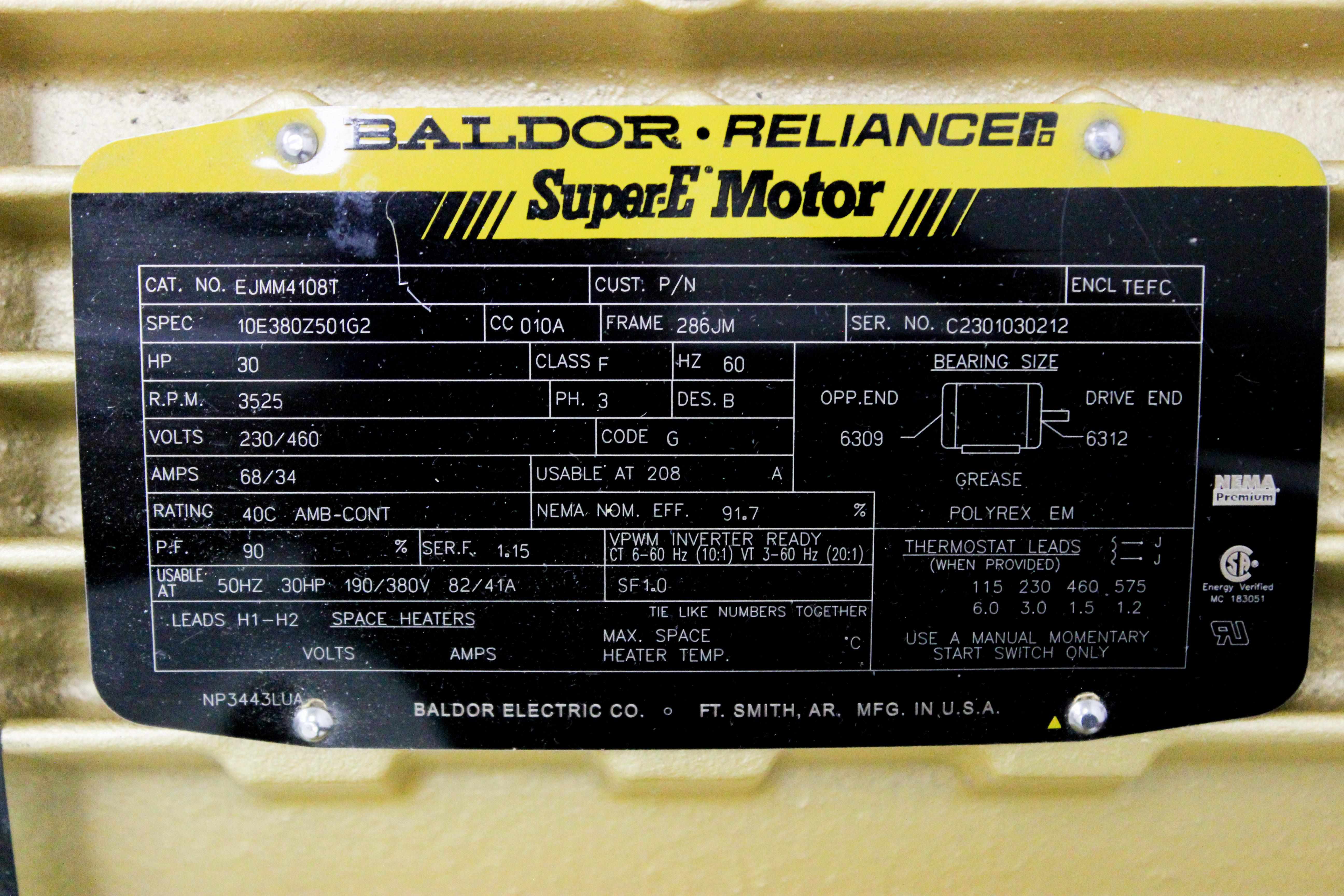 Baldor Super-E EJMM4108T Motor with Goulds e-SH Pump 30HP 3525RPM 230/460V