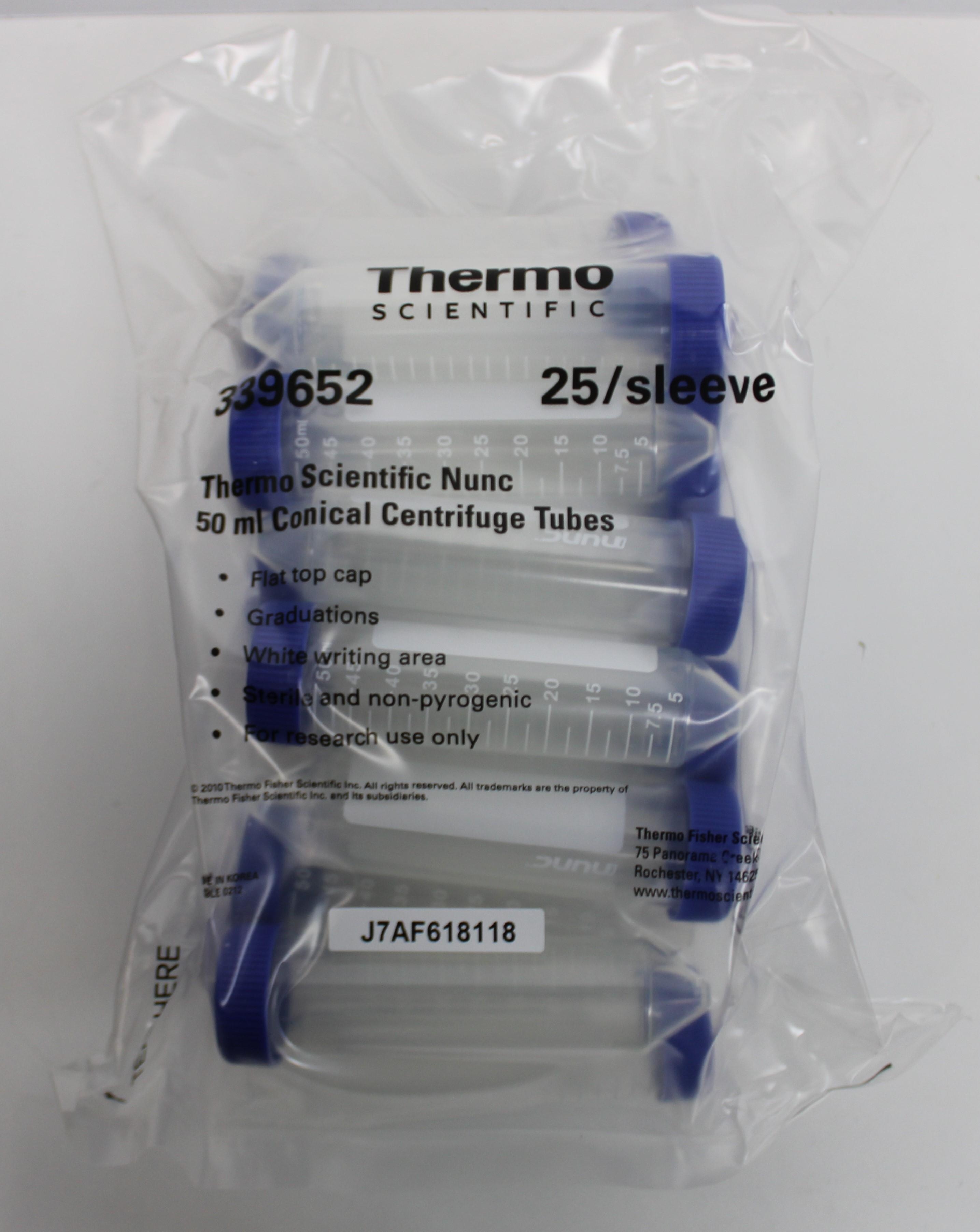 Thermo Scientific Nunc 50mL Sterile Polypropylene Centrifuge Tubes 500 Pcs
