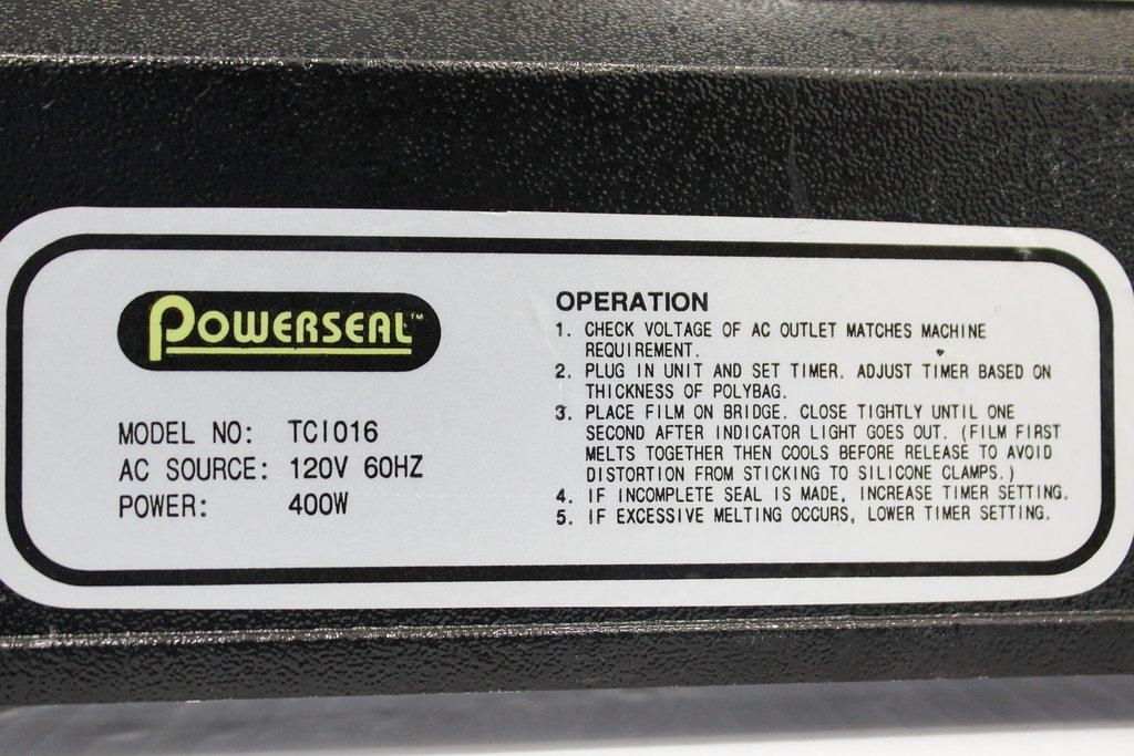 Powerseal TC1016 KF-400H Sealer 16in Long Seals 120V 60Hz For Poly Materials
