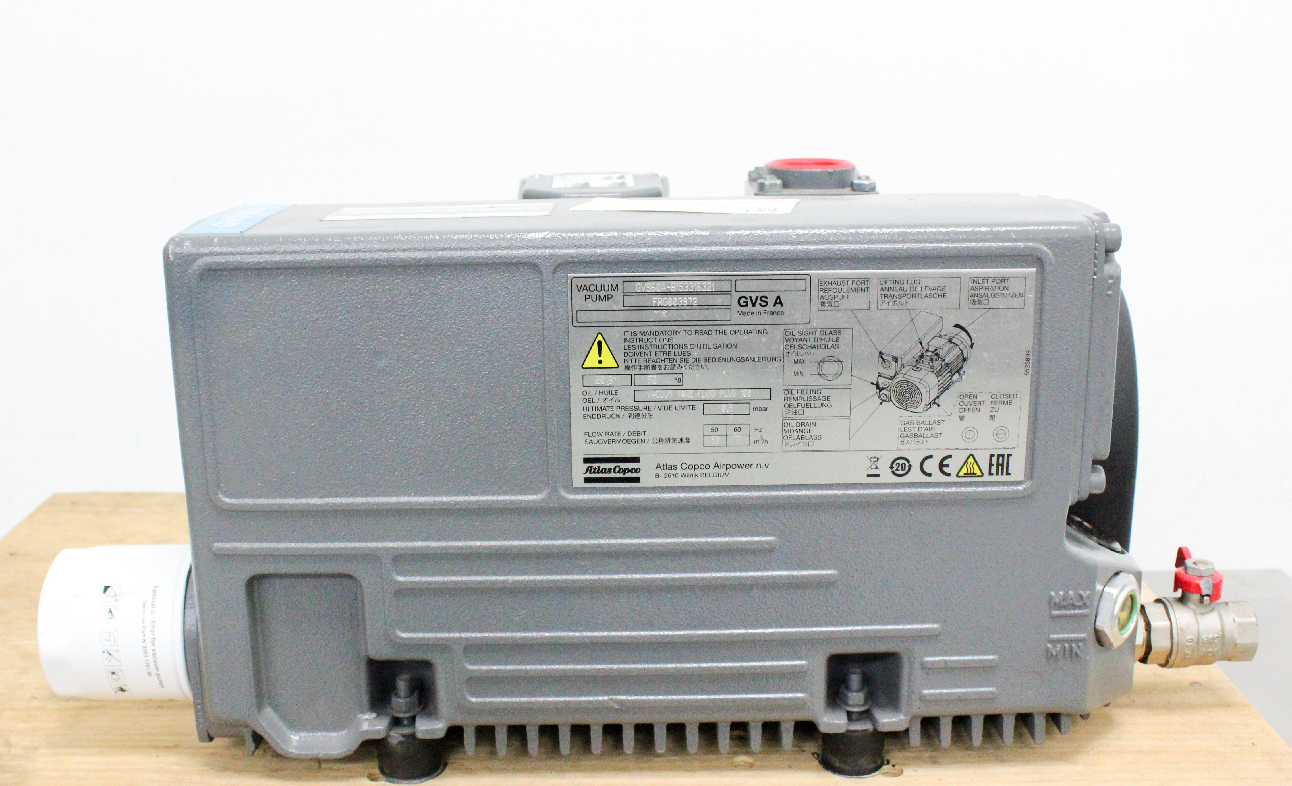 Atlas Copco GVS60A Vacuum Pump Rotary Vane Industrial Applications