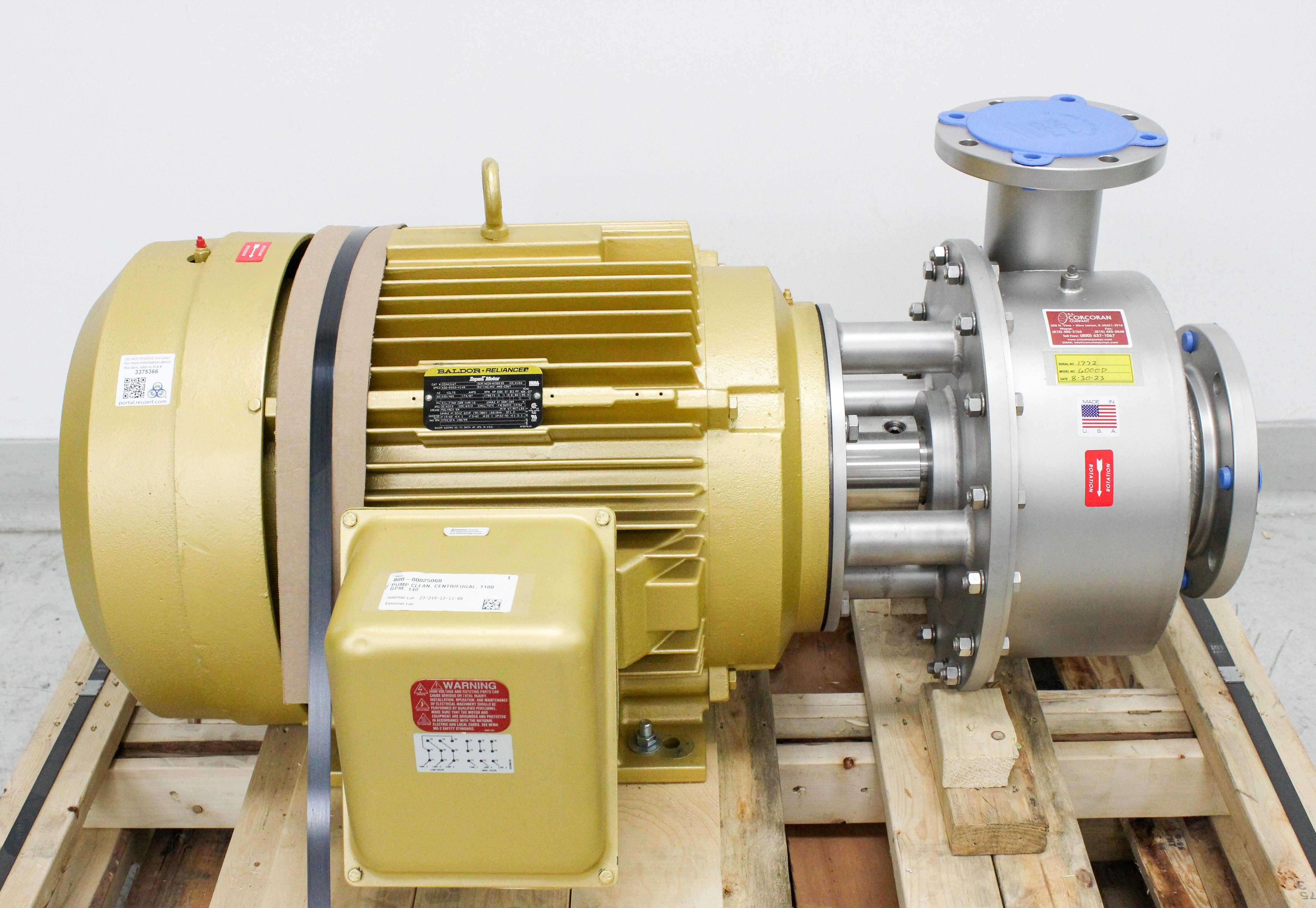 CorcoranPumps 6000D Centrifugal Pump Clean 1100 GPM 75 HP 1780 RPM Inverter