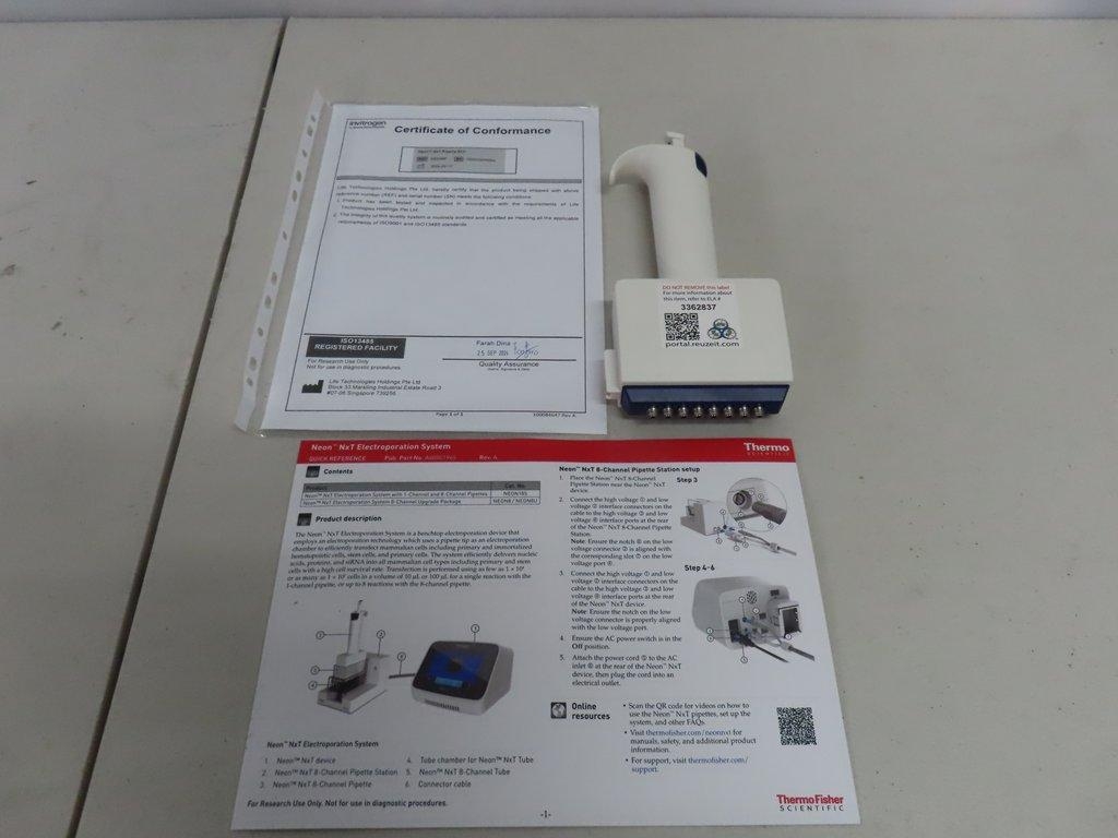 Invitrogen Neon NxT Pipette 8CH Advanced 8-Channel Pipettor, Excellent Condition