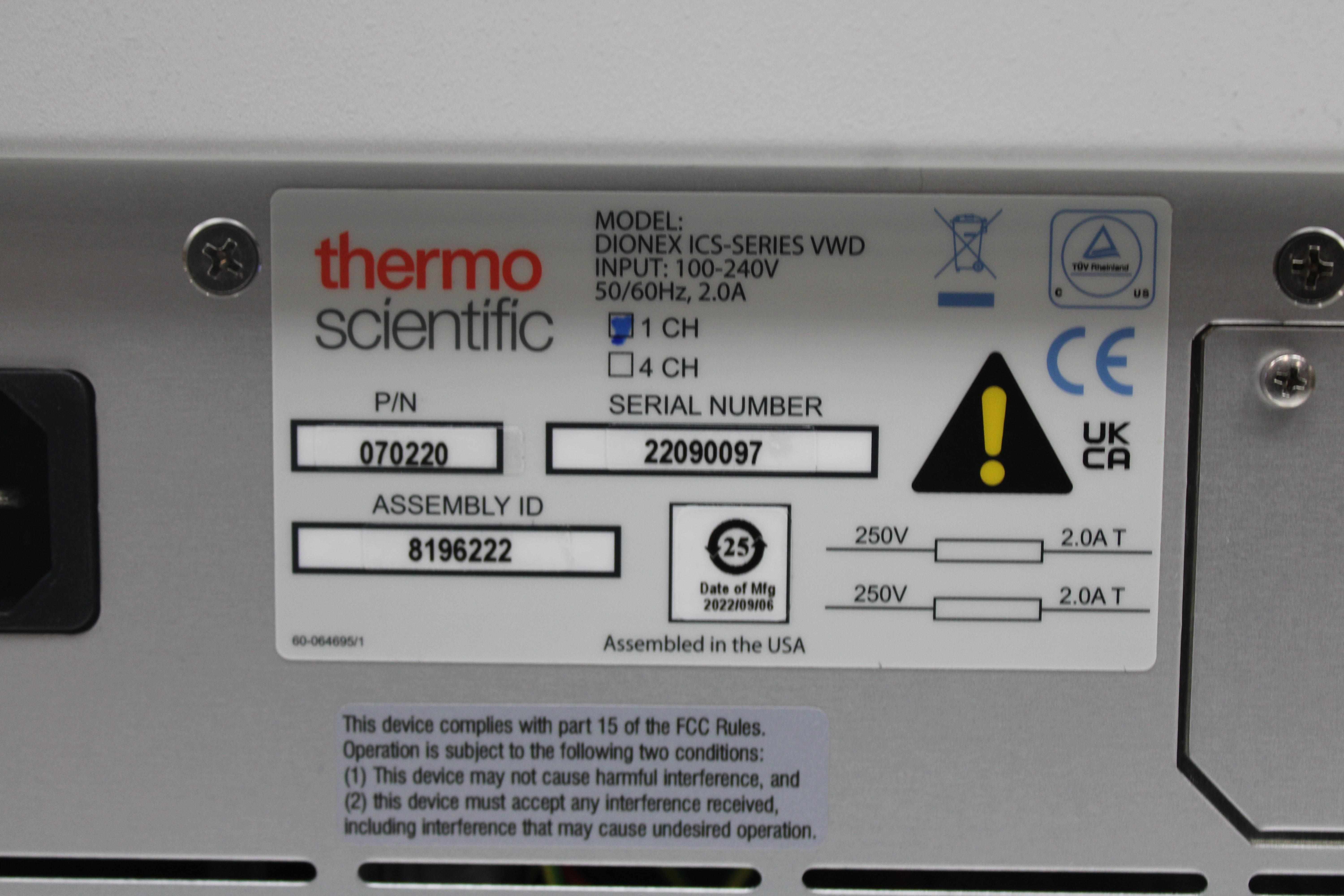 Thermo Dionex ICS-Series 070220 Detector Variable Wavelength 190-900nm