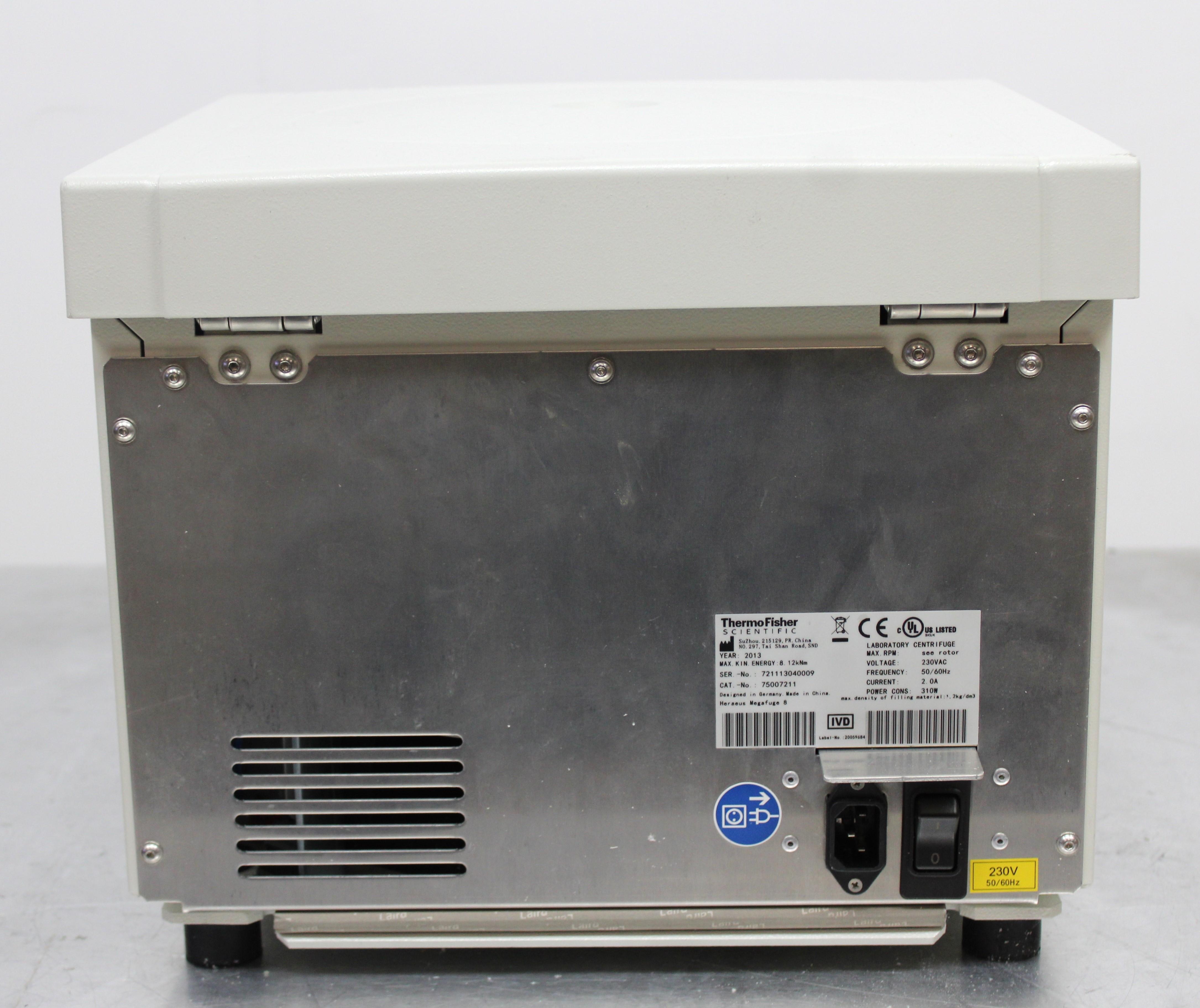 Thermo Heraeus Megafuge 8 Centrifuge, 16,000 RPM capacity, 230V, Model 75007211