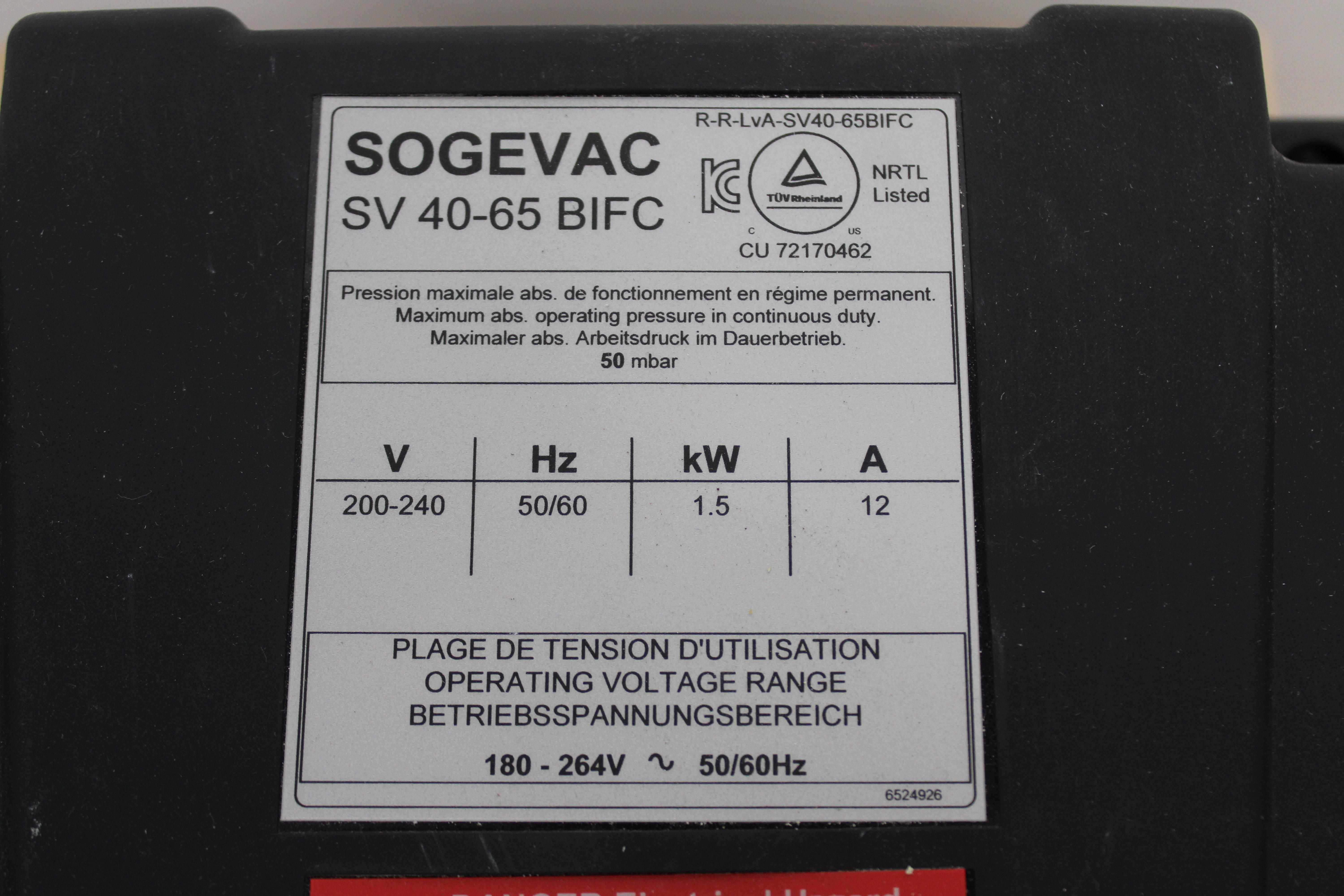 Leybold SV65BIFC Vacuum Pump 2019 Low Noise Oil Sealed Durable 200-240V