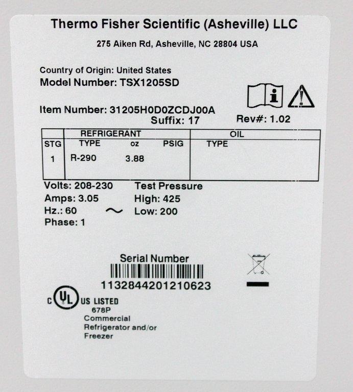 Thermo TSX1205SD Lab Refrigerator Cold Storage 2°C to 8°C 326L Capacity