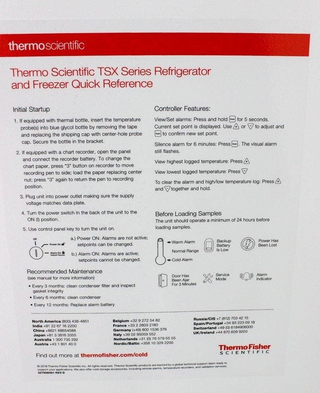 Thermo TSX1205SD Lab Refrigerator Cold Storage 2°C to 8°C 326L Capacity