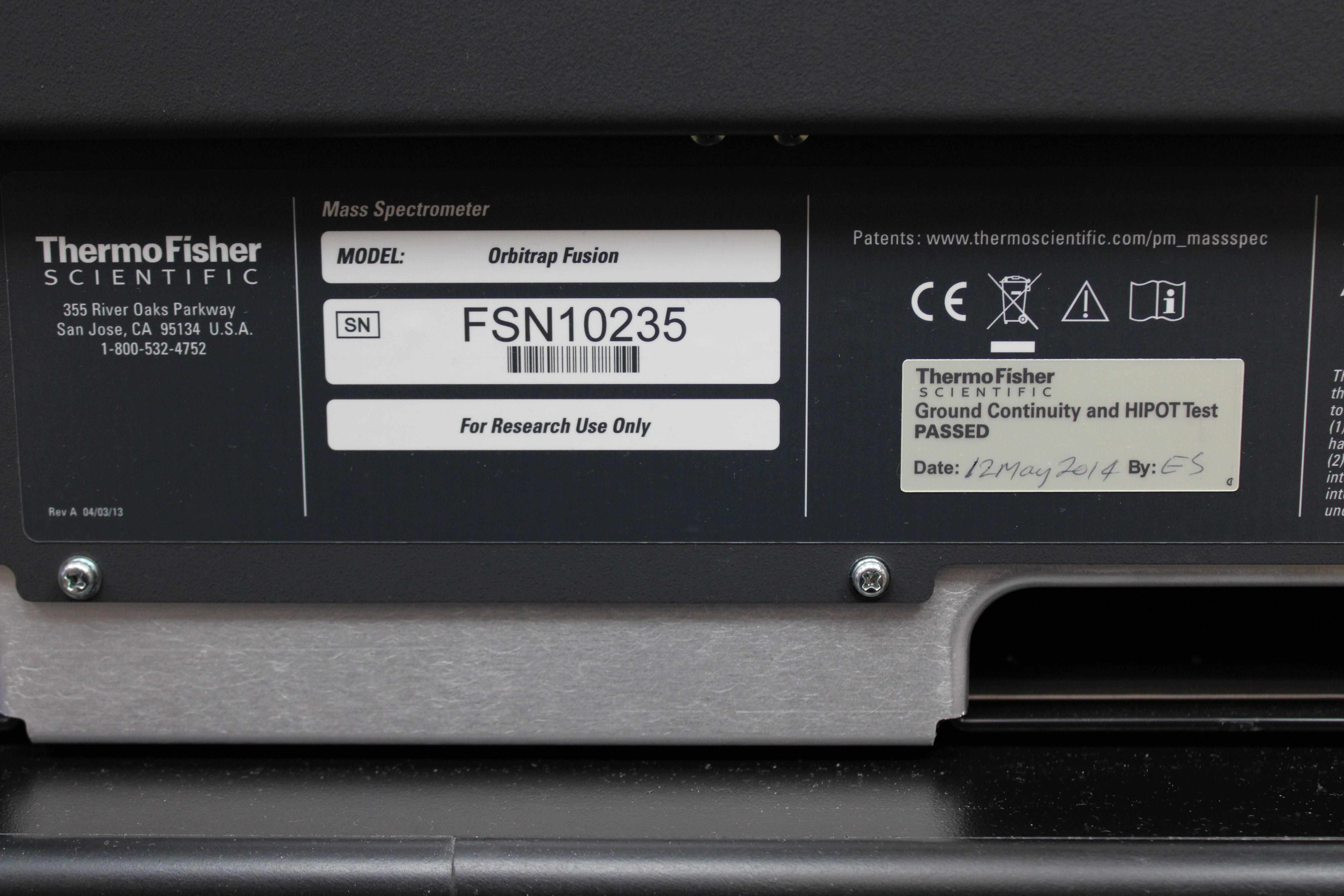 Thermo Orbitrap Fusion ETD Mass Spec Ultra High Res Proteomics Analyzer