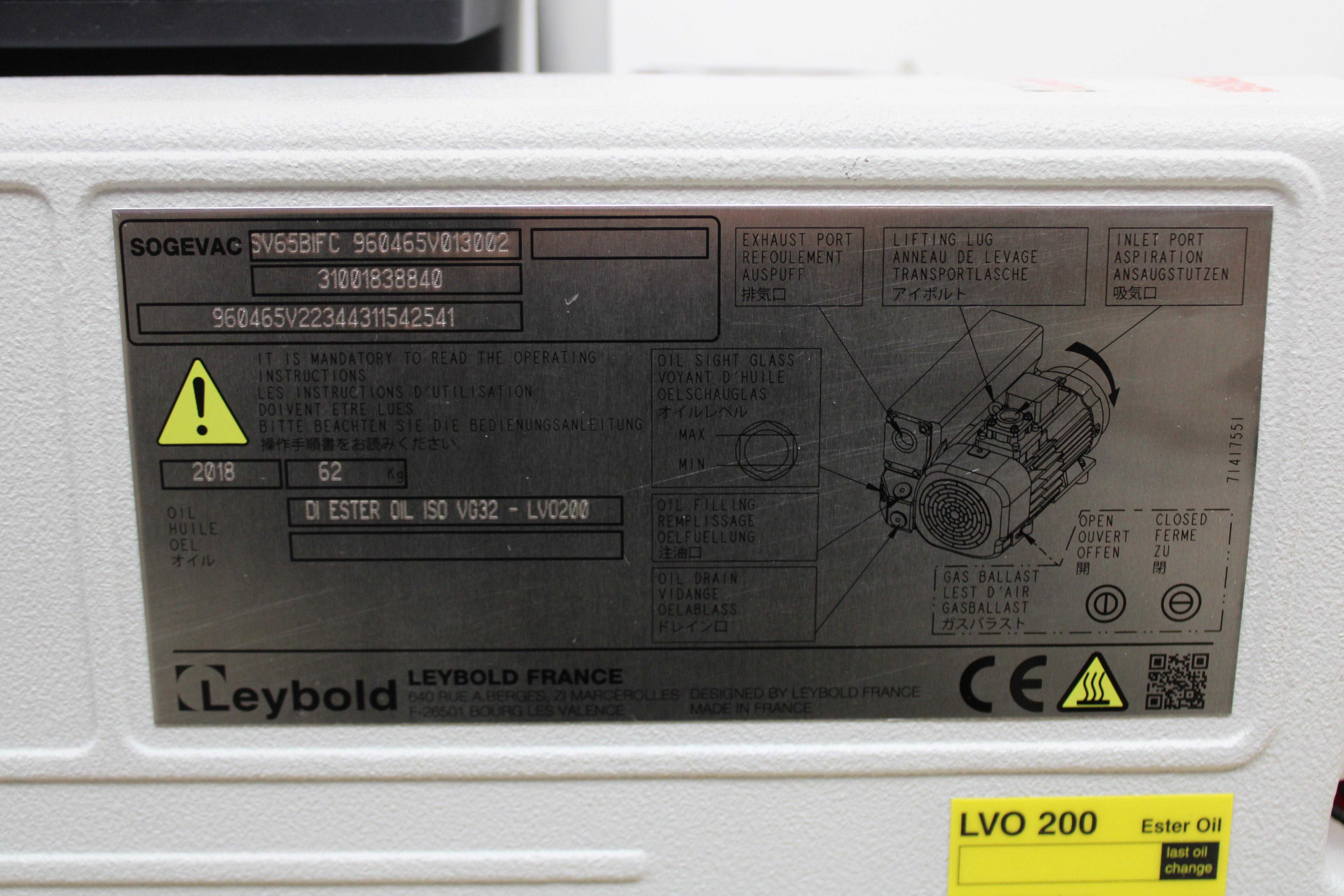 Leybold Sogevac SV65BIFC Oil Sealed Vacuum Pump 960465V013002 0.040 mBar