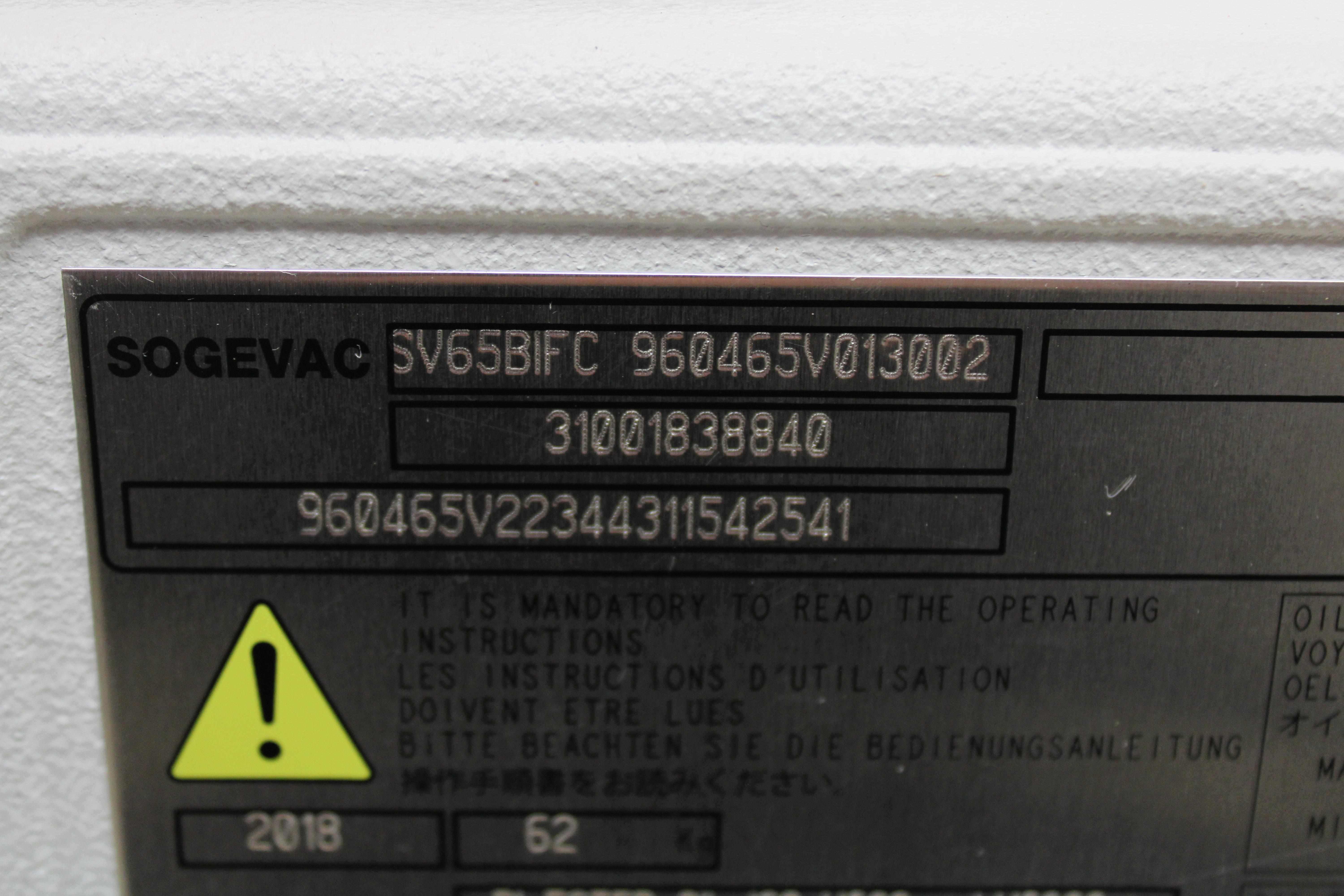 Leybold Sogevac SV65BIFC Oil Sealed Vacuum Pump 960465V013002 0.040 mBar