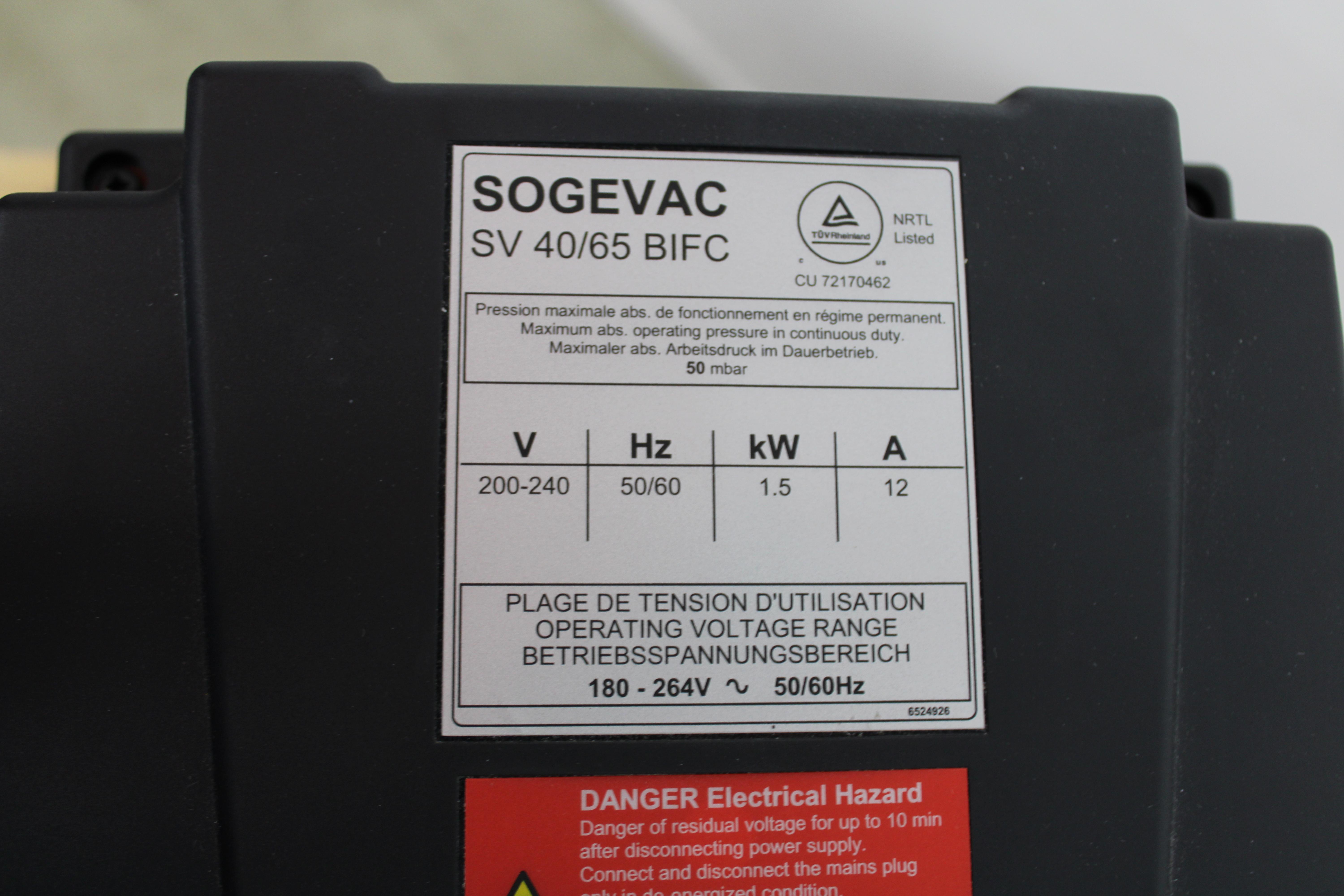 Leybold Sogevac SV65BIFC Oil Sealed Vacuum Pump 960465V013002 0.040 mBar