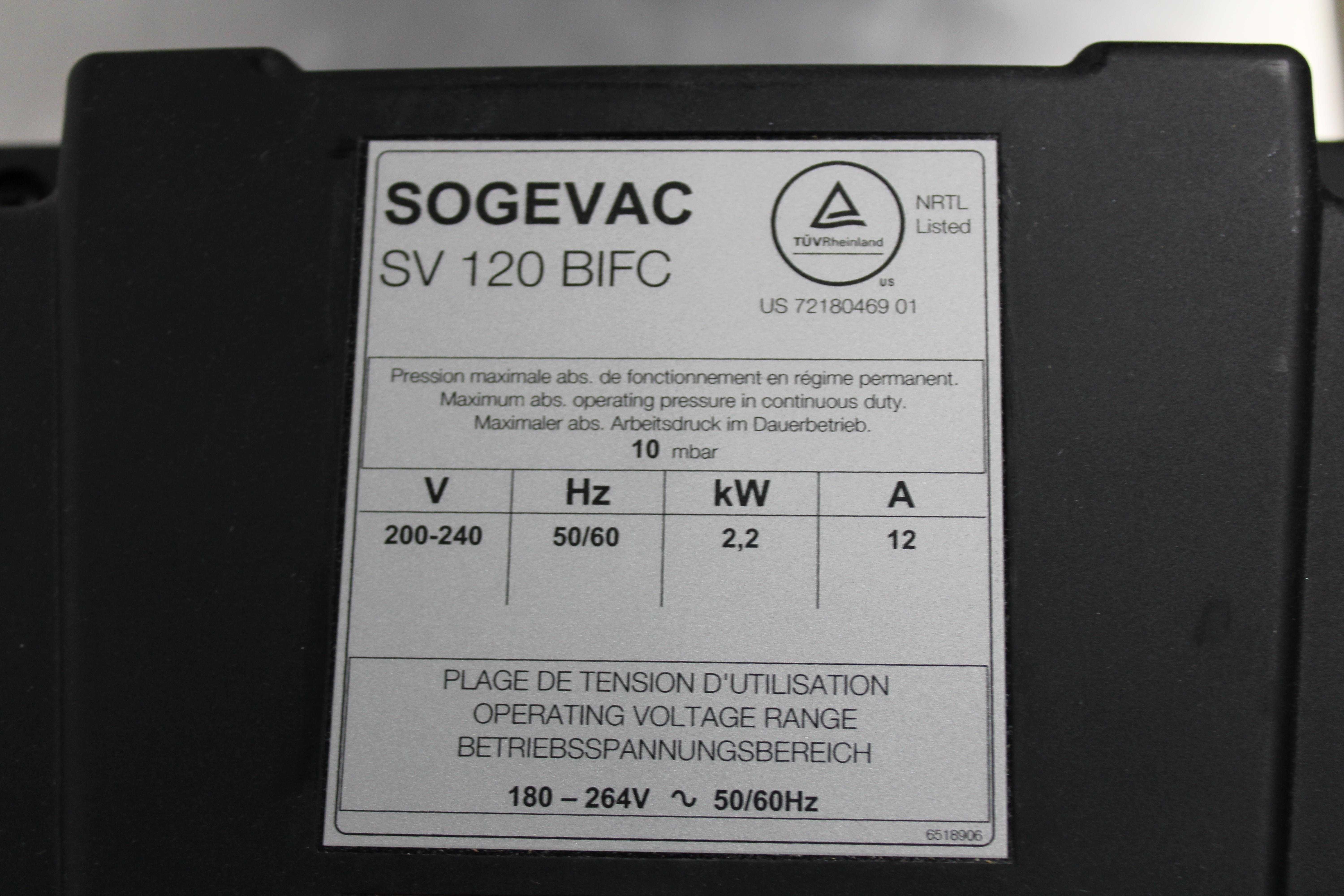 Leybold Sogevac SV 120 BIFC Vacuum Pump Rotary Vane Inert Gas 0.036mbar France