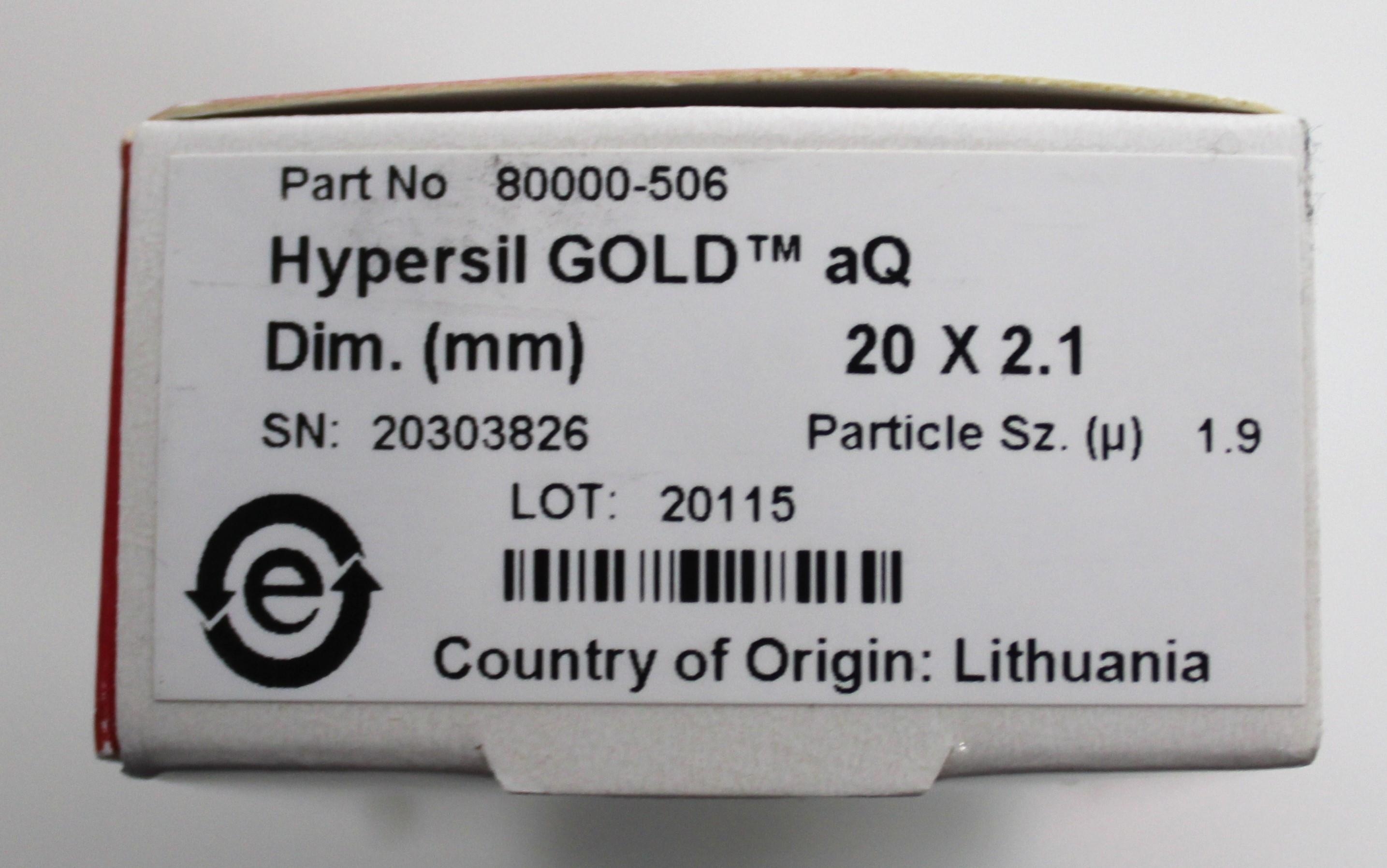 Thermo Hypersil GOLD aQ Column Chromatography 2.1mm Column 2022 Unused