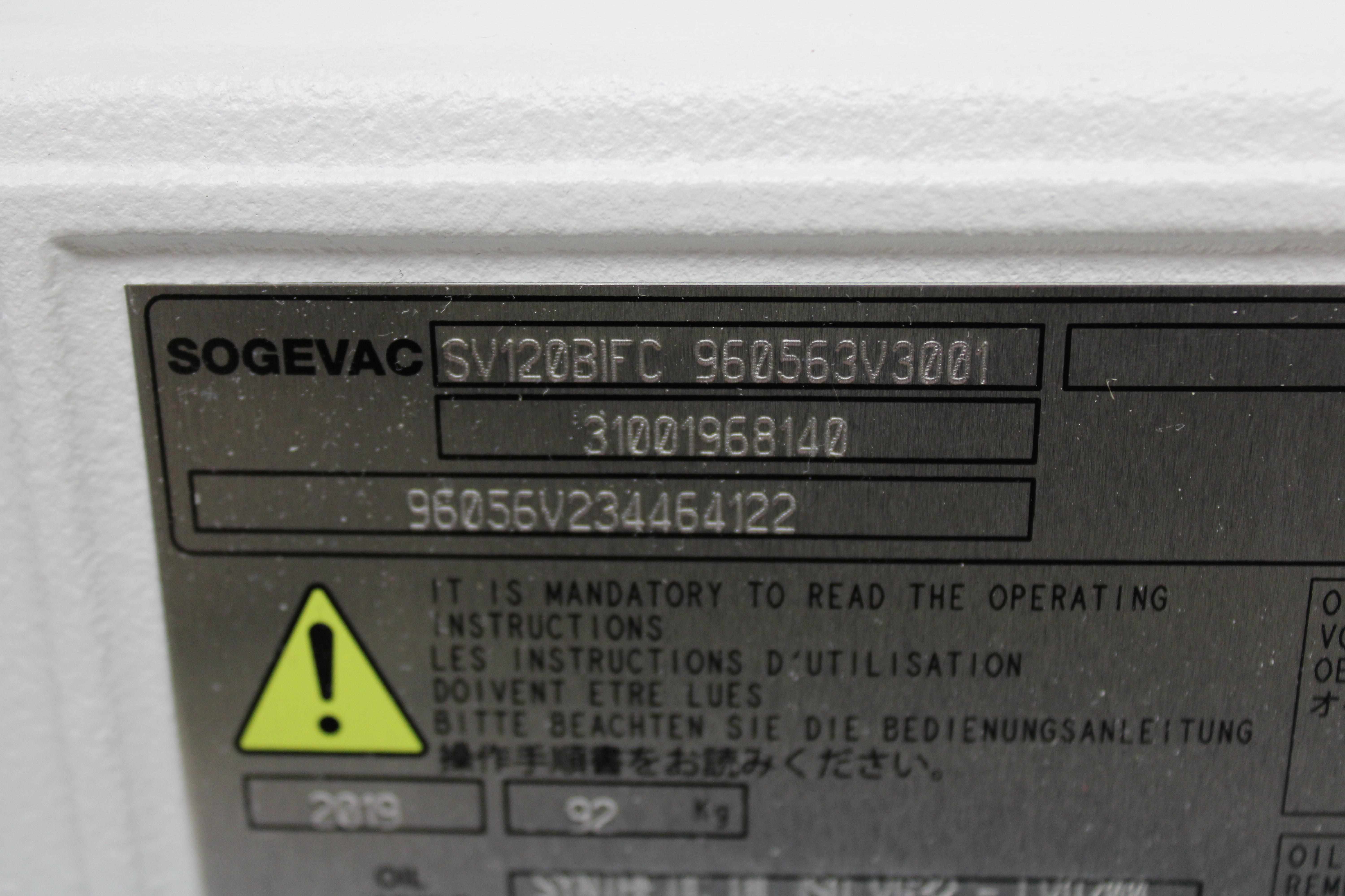 Sogevac SV120BIFC Vacuum Pump Optimized 147 m3/h 200-240V 2019 France