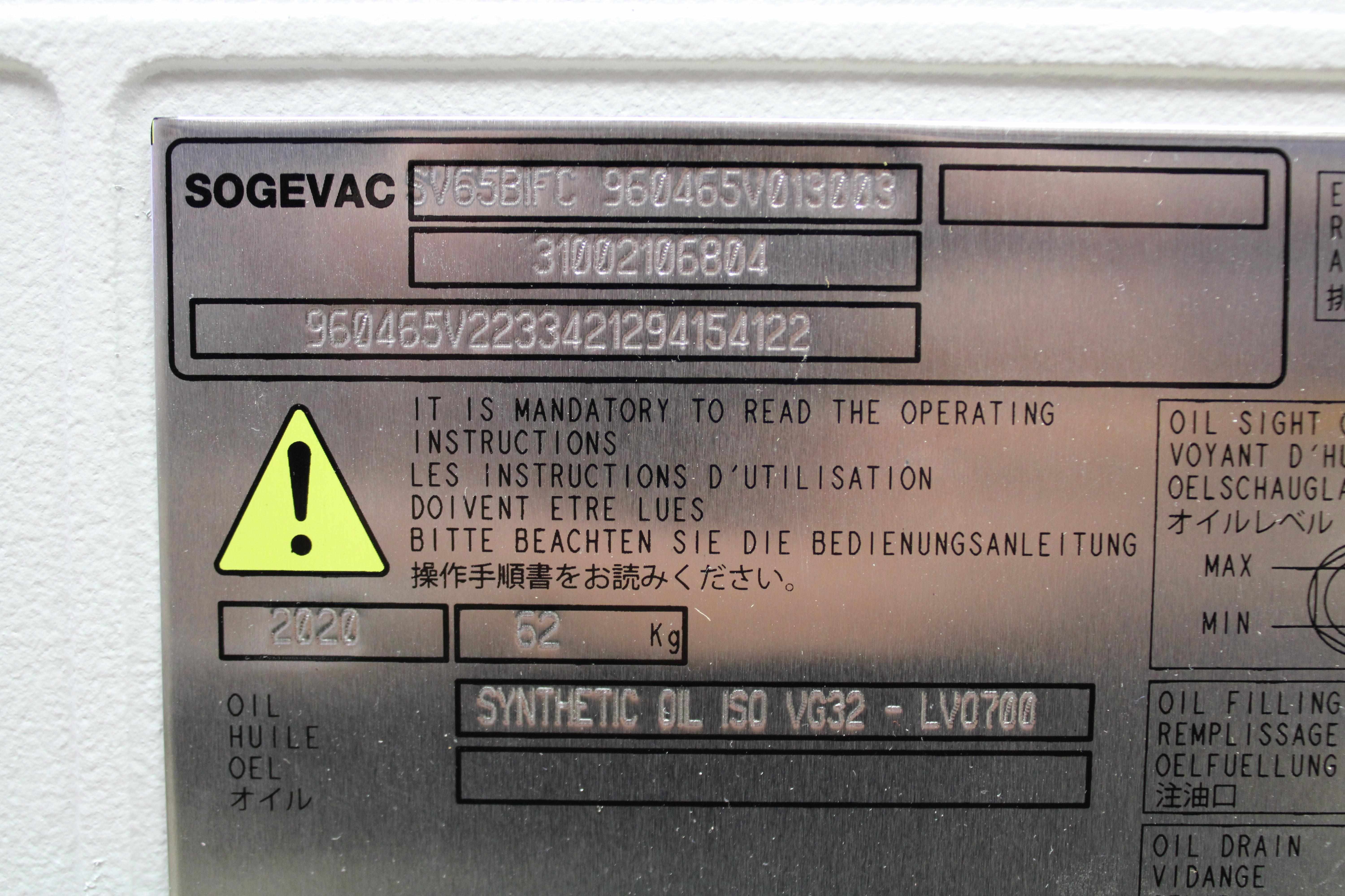 Leybold Sogevac SV65BIFC Vacuum Pump 200-240V Upgraded Drive Compact Design