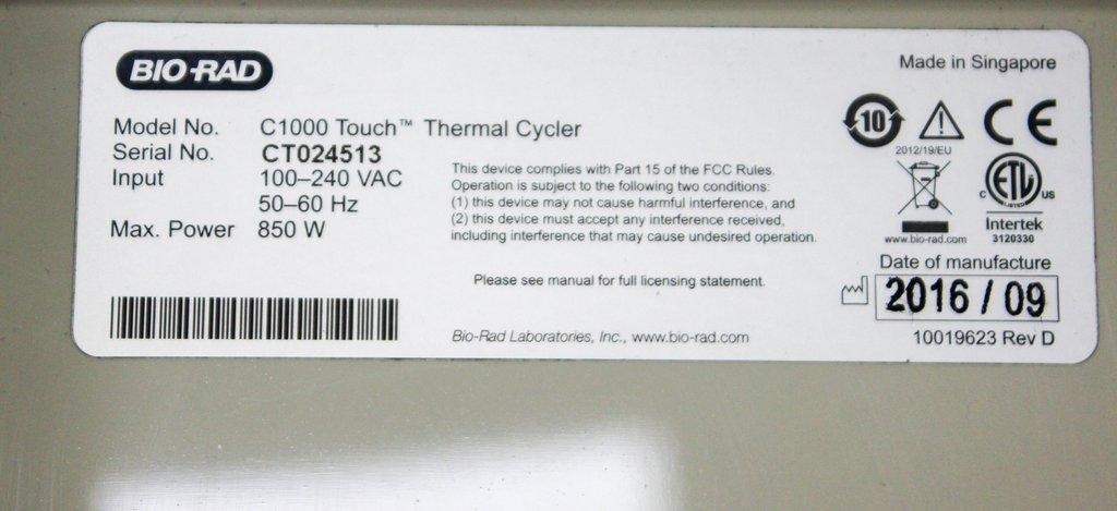 BIO-RAD C1000 Touch Thermal Cycler PCR Thermal Cycler Laboratory Equipment