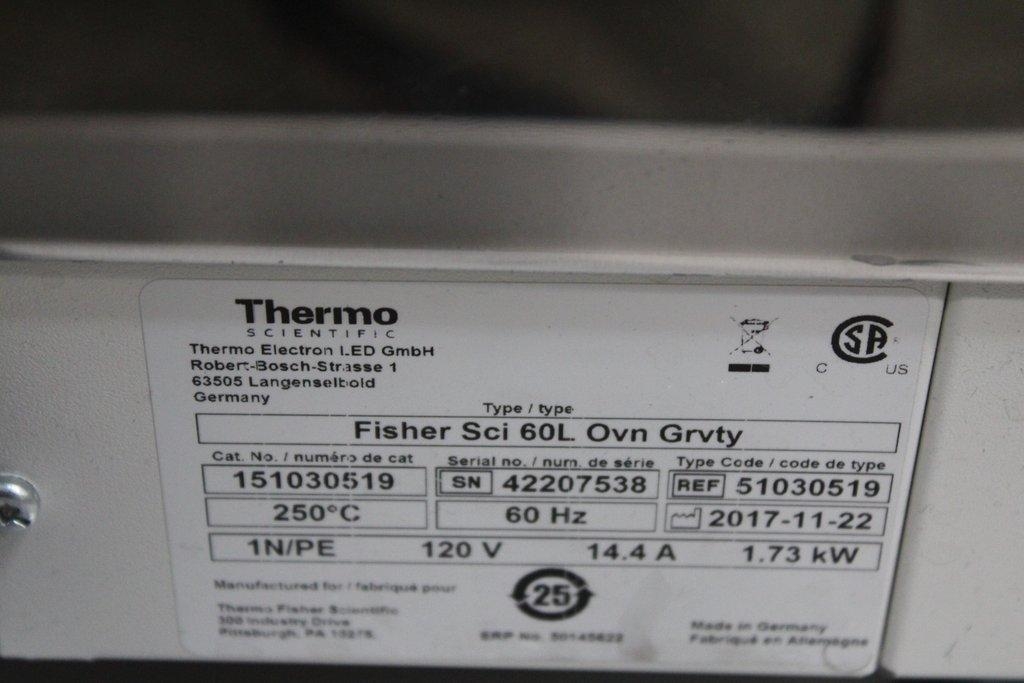 Fisher Scientific 151030519 Incubator Oven Gravity 60 L 50 to 250 C 120 V 1730 W