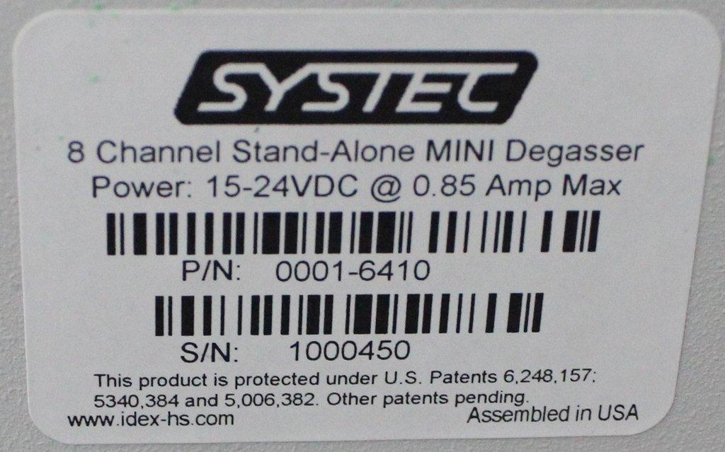 Systec 0001-6410 HPLC Solvent Degasser 8 Channel Standalone Mini Degasser w Cord