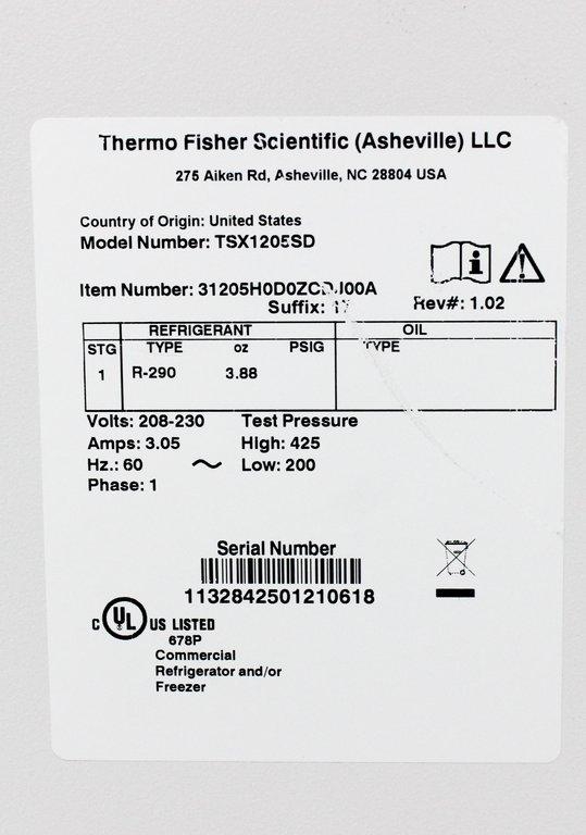 Thermo TSX1205SD Refrigerator Cold Storage Efficient 220V 286lb 60Hz 73in