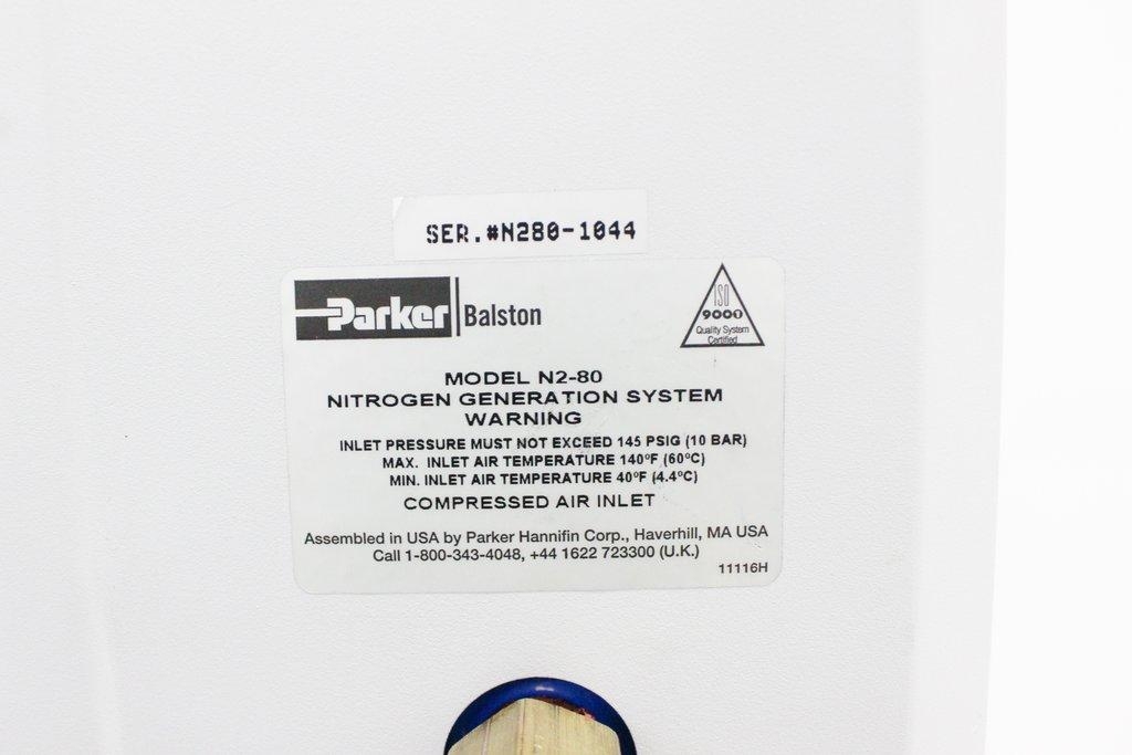 Parker Balston N2-80 Nitrogen Generation System Gas Analyzer 72 in Height