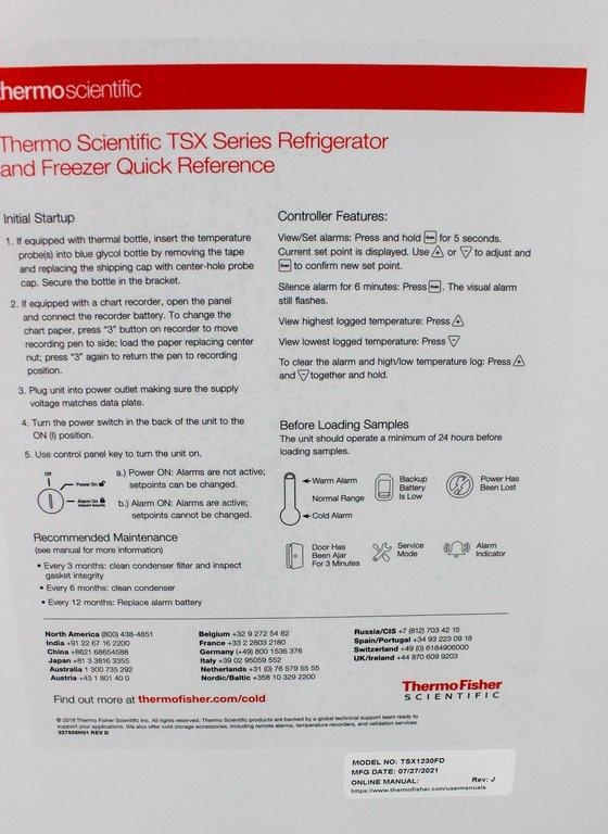 Thermo TSX1230FD Freezer High-Performance -30C Cold Storage Lab Use