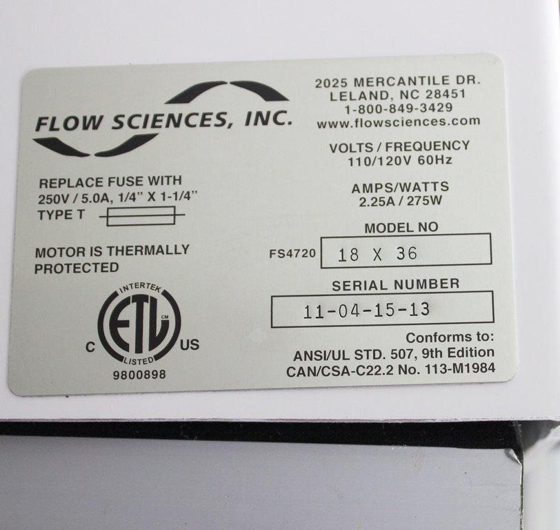 Flow Sciences C-8253 Top Mount Fan w Hepa Filter VG Condition 18x36